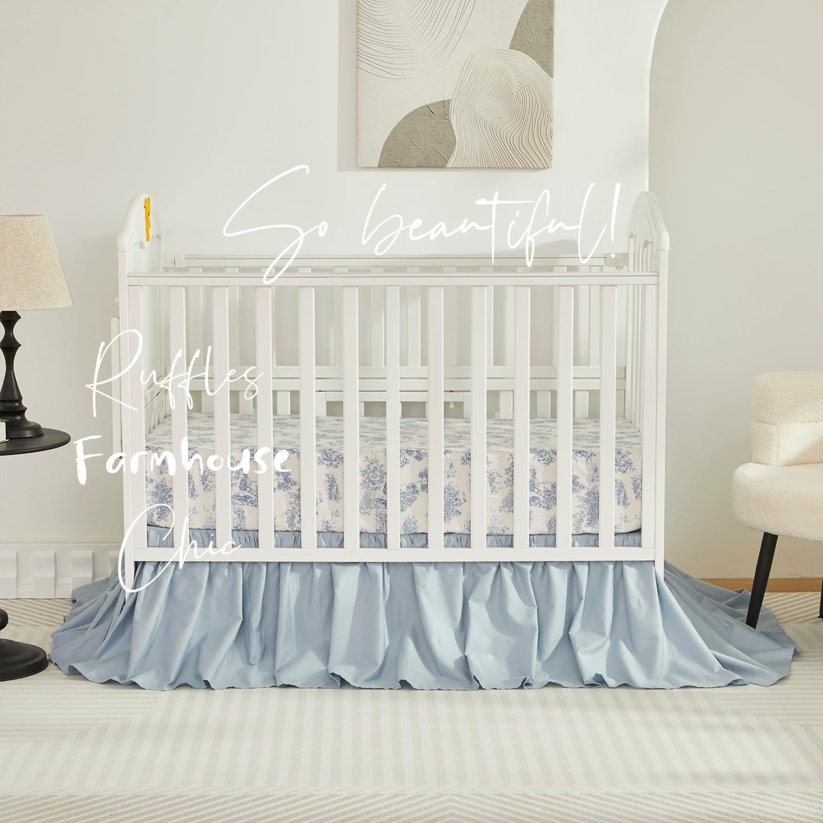 French Country Toile Crib Bedding Set - 3 Piece Organic Cotton