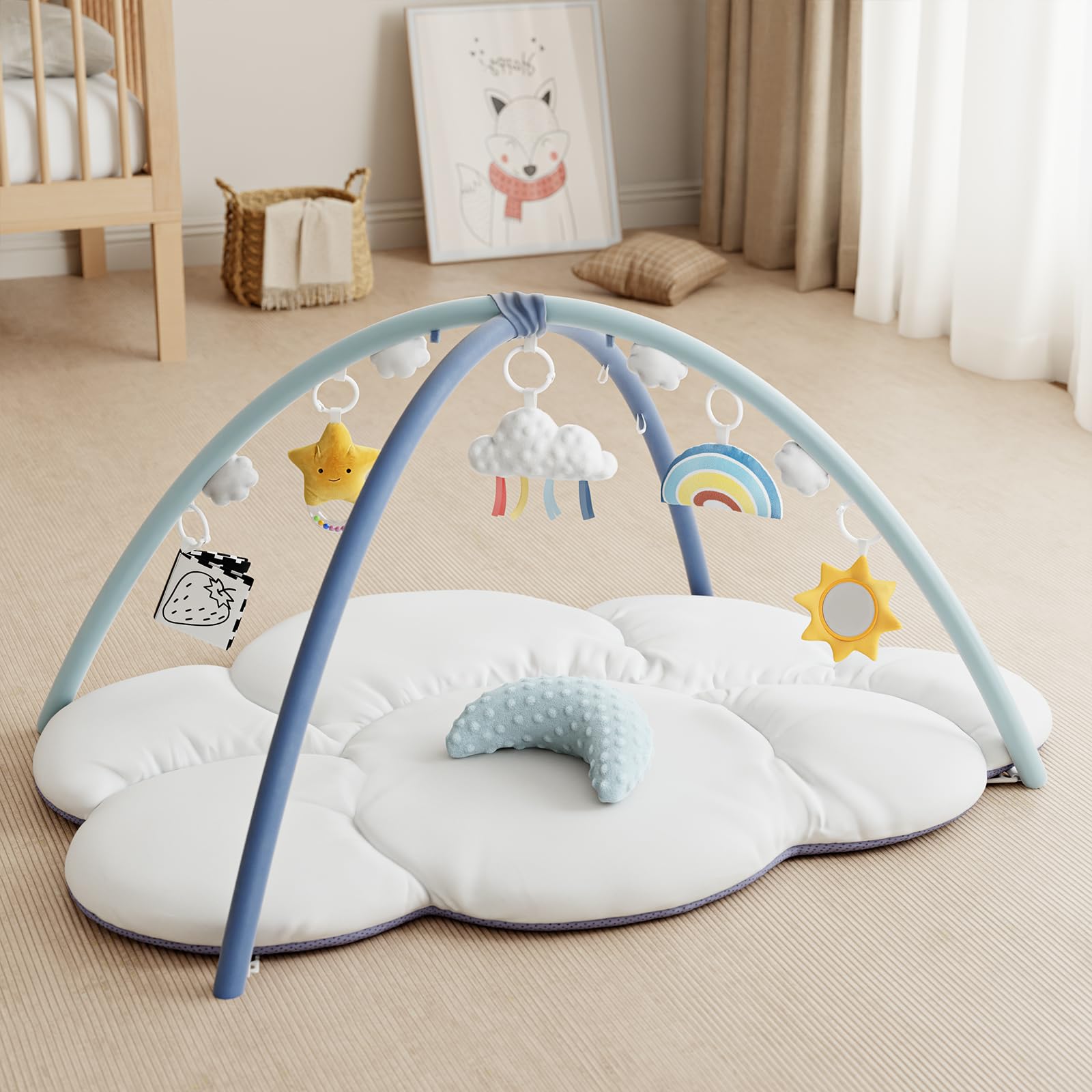 Oversized Baby Play Gym with Extra Thick Baby Play Mat – Cloud-Shaped Design