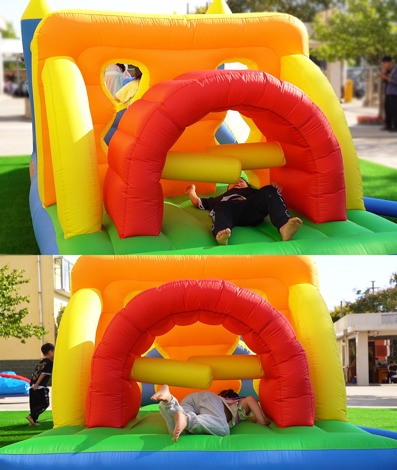Inflatable Obstacle Course Bounce House with Climbing Wall and Slide