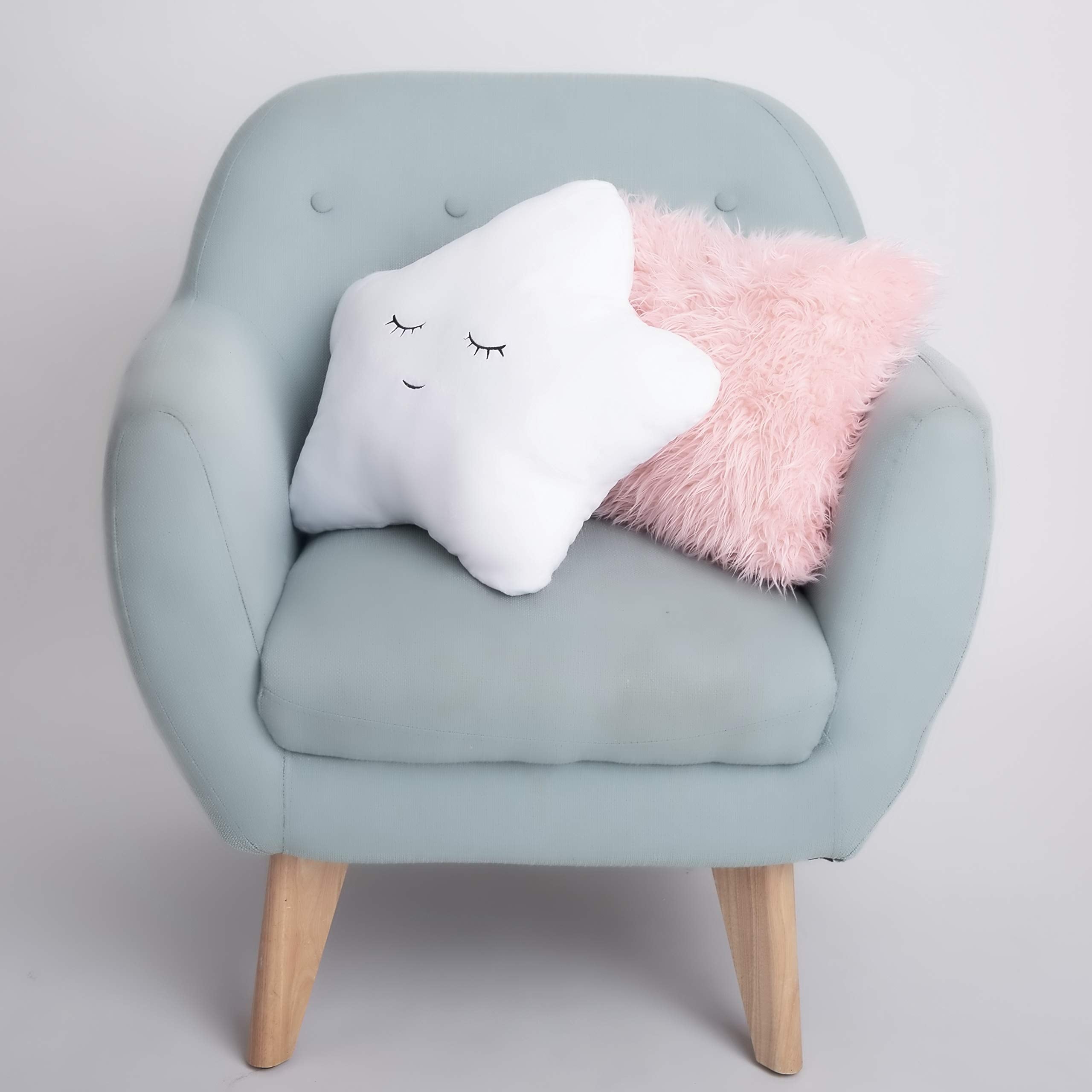 Design Set of 2 Decorative Pillows, Toddler Room. Star Fluffy