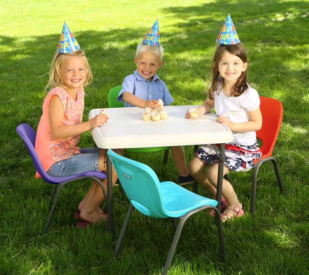 Kids Stacking Chair 4-Pack Lime Green