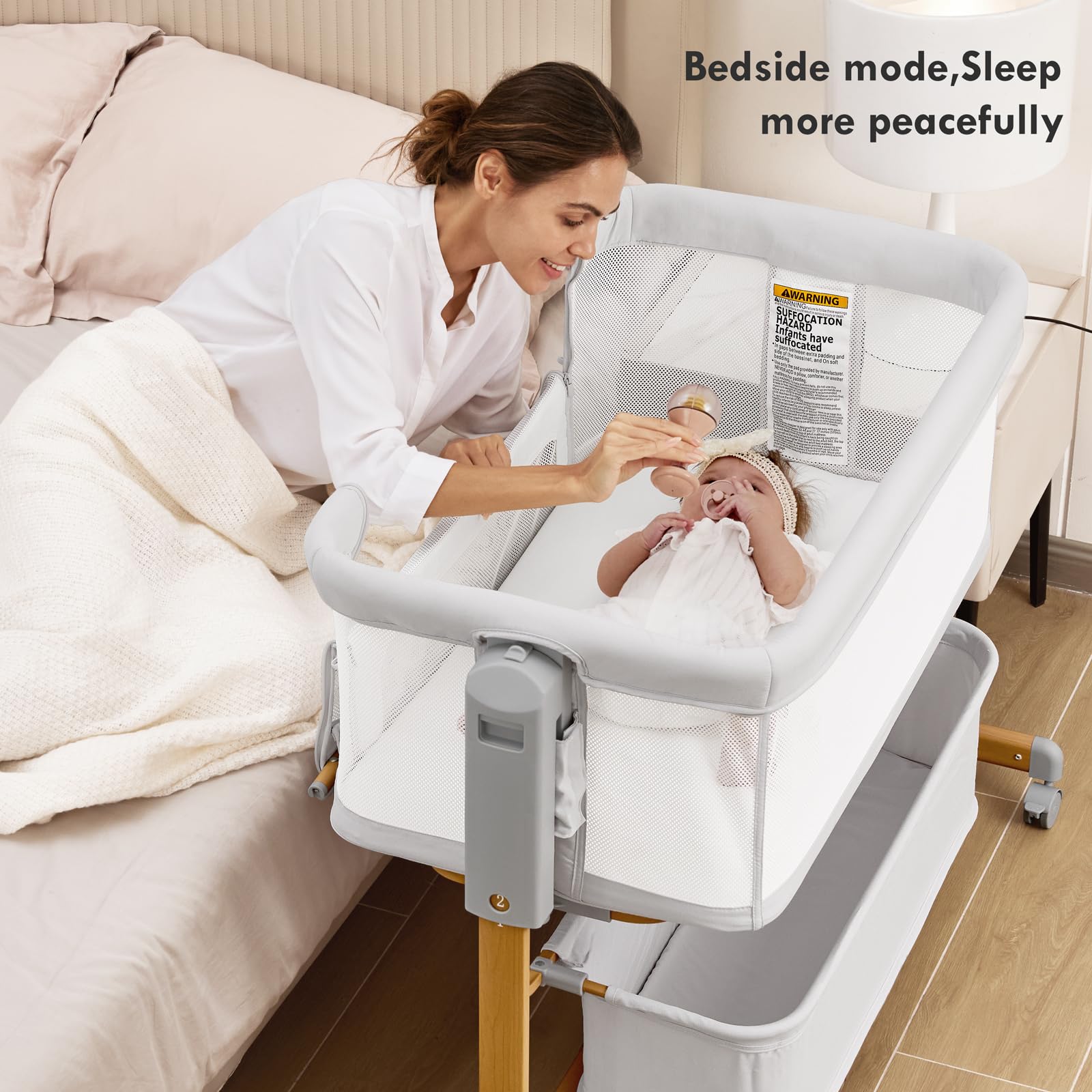 3-in-1 Bedside Bassinet with Adjustable Height