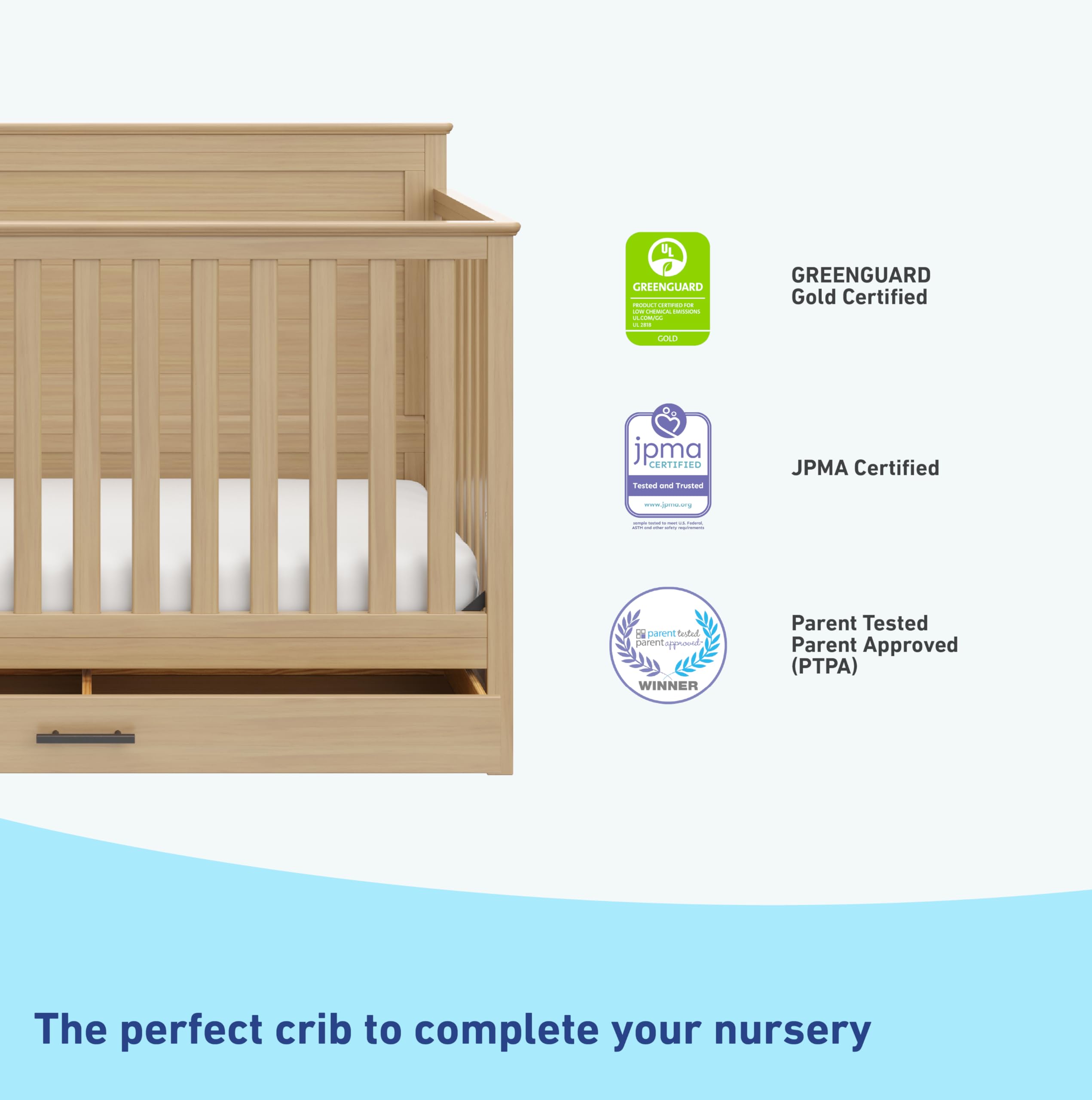5-in-1 Convertible Crib with Storage Drawer