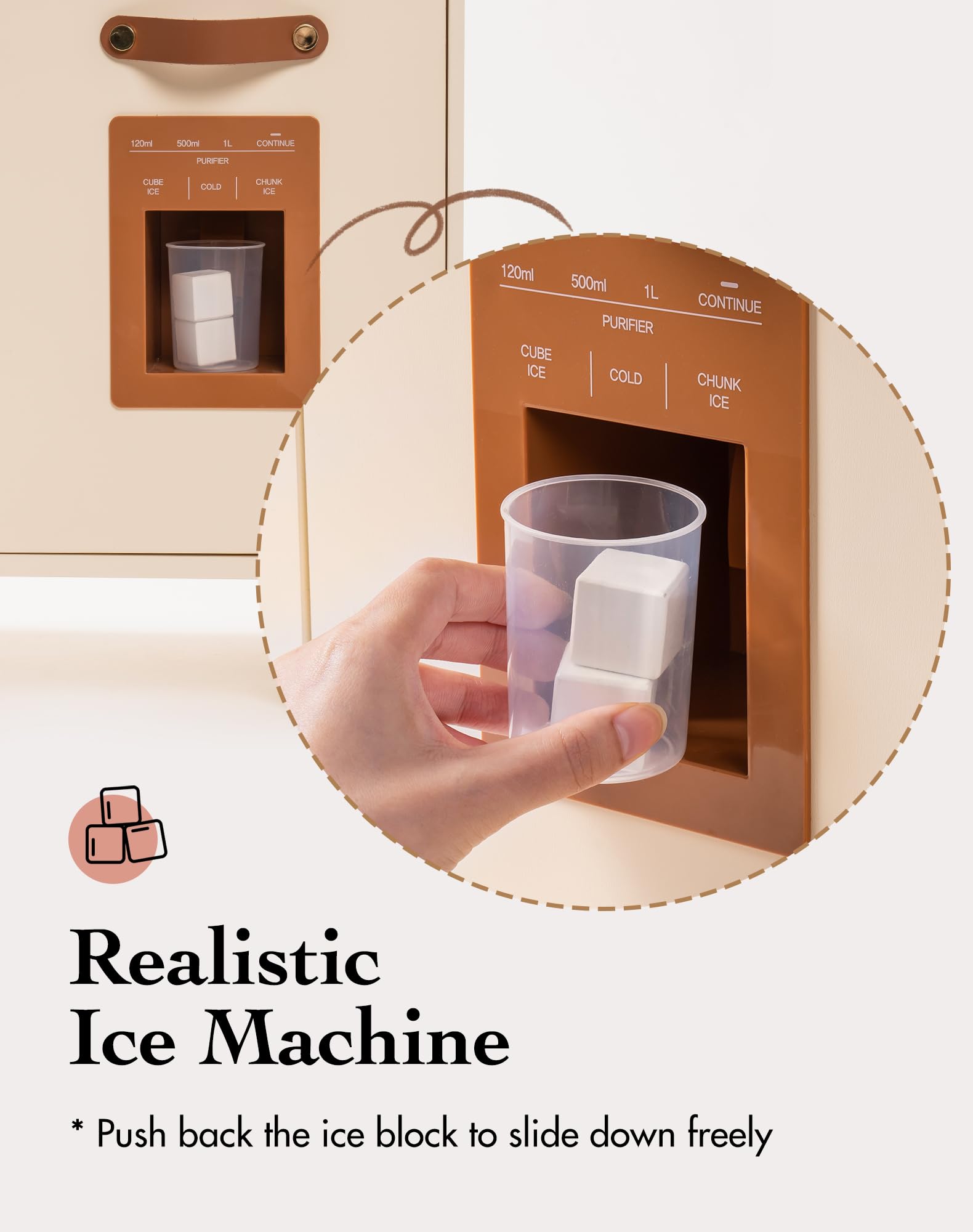 Wooden Play Kitchen Set with Ice Dispenser