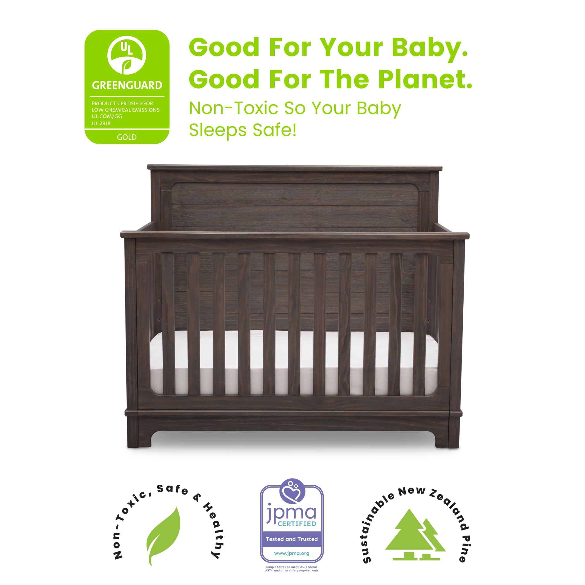 Monterey 4-in-1 Convertible Crib Rustic Grey