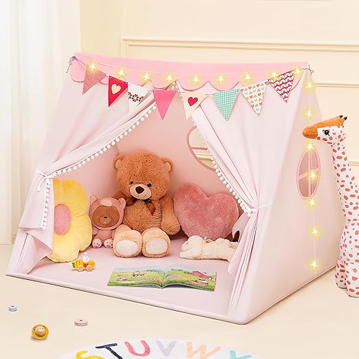 Tent Indoor with Star Lights and Flags - Play Tent for Kids Ages