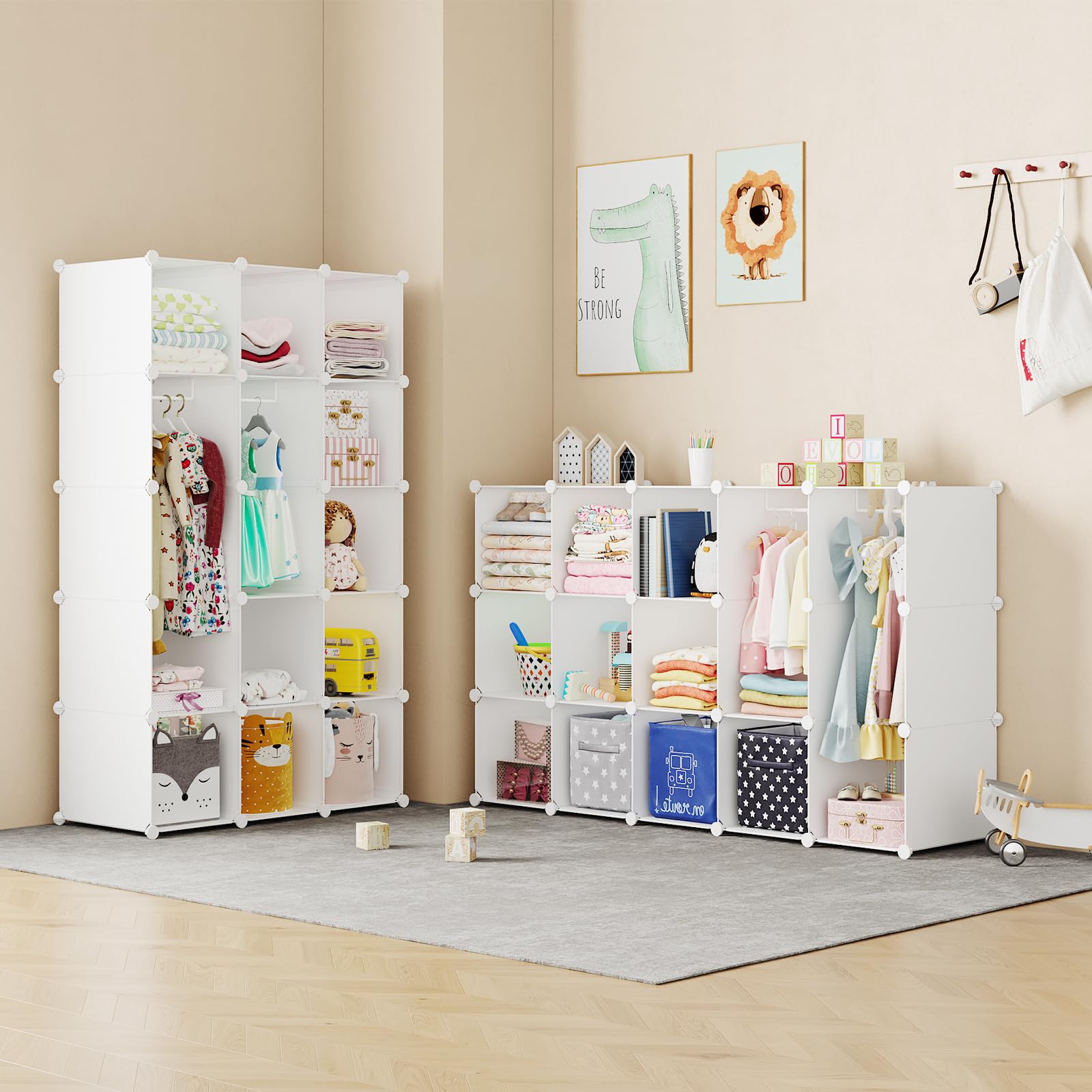 Modular Baby Wardrobe with Hanging Rods