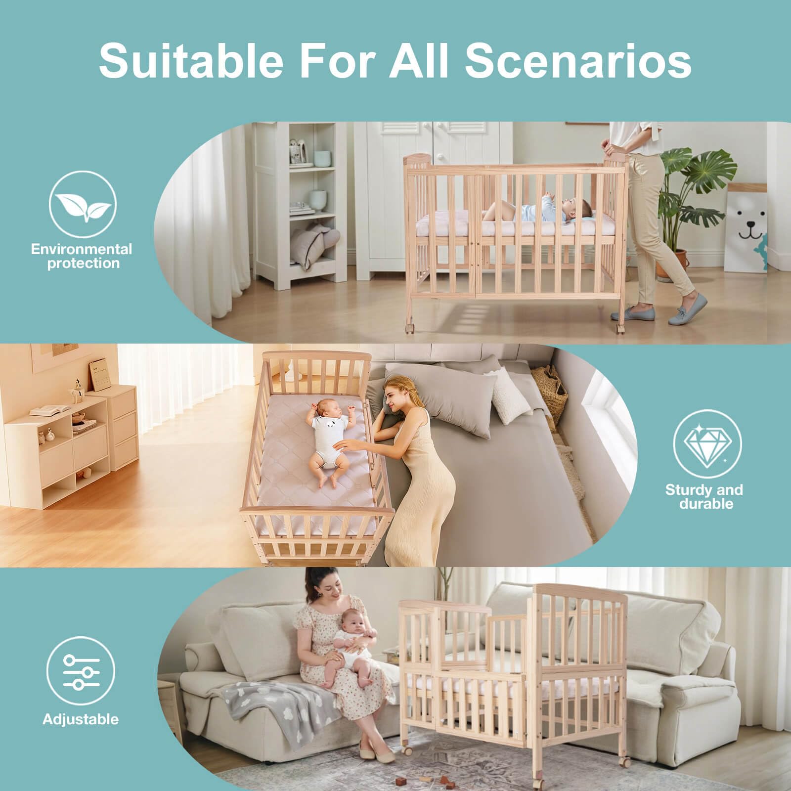 Portable Mini Baby Crib with Mattress