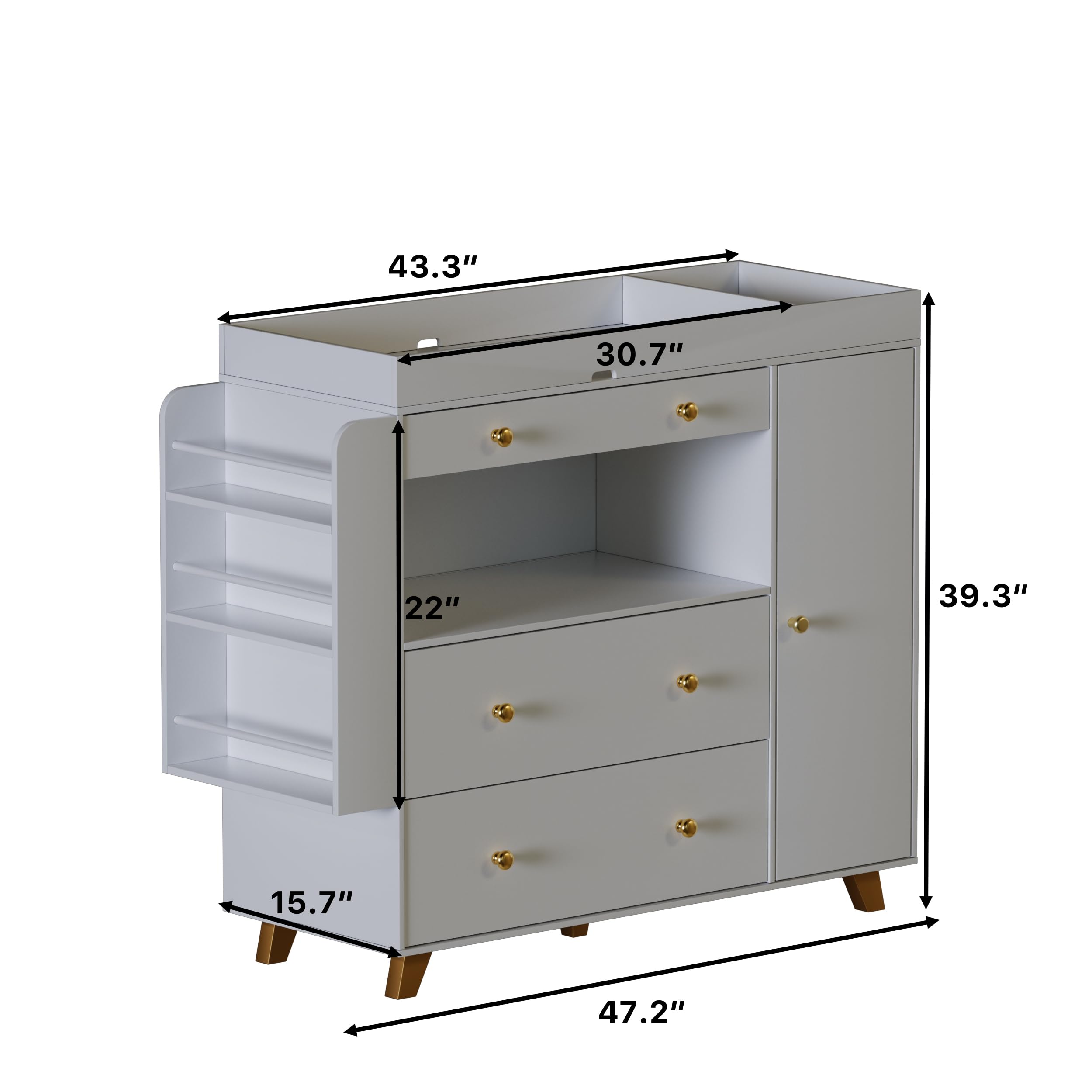 Nursery Dresser with Changing Table and Storage Drawers