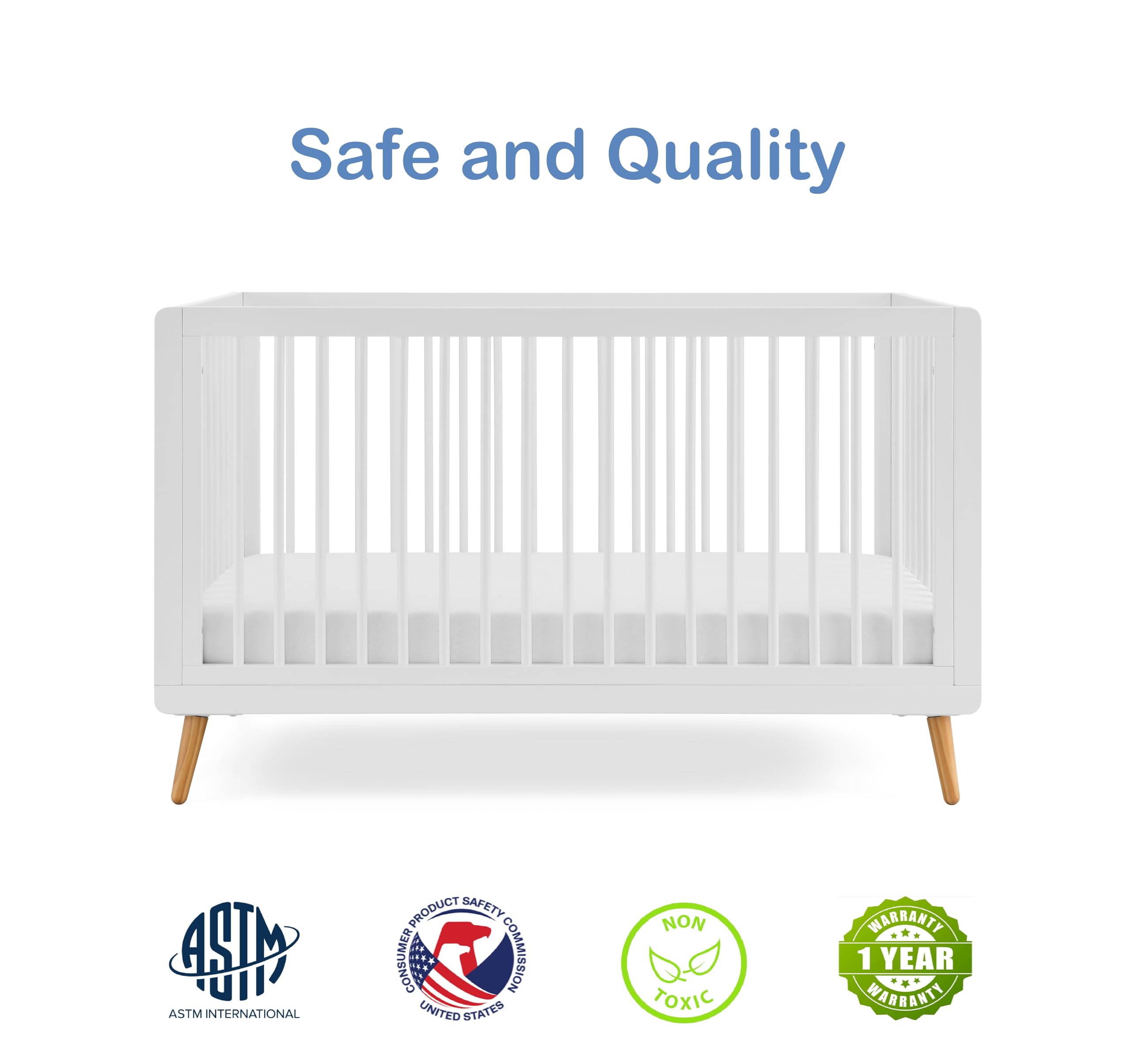 3-in-1 Convertible Crib - White Solid Wood
