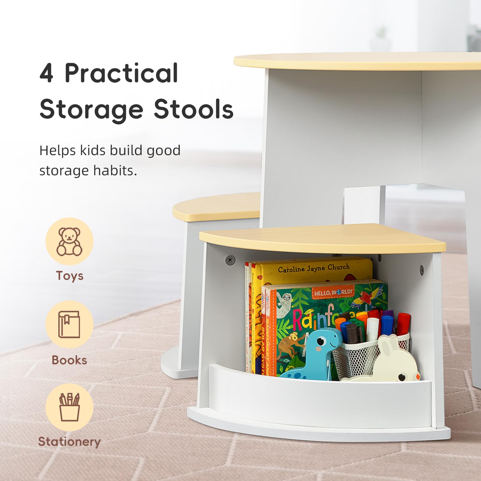 Wooden Round Kids Table and Chair Set