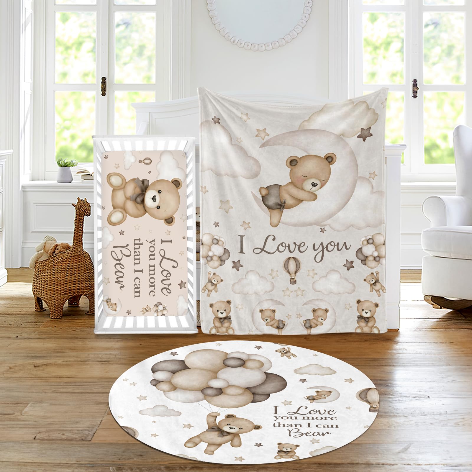 Moon Animal Nursery Crib Bedding Set 3 Piece