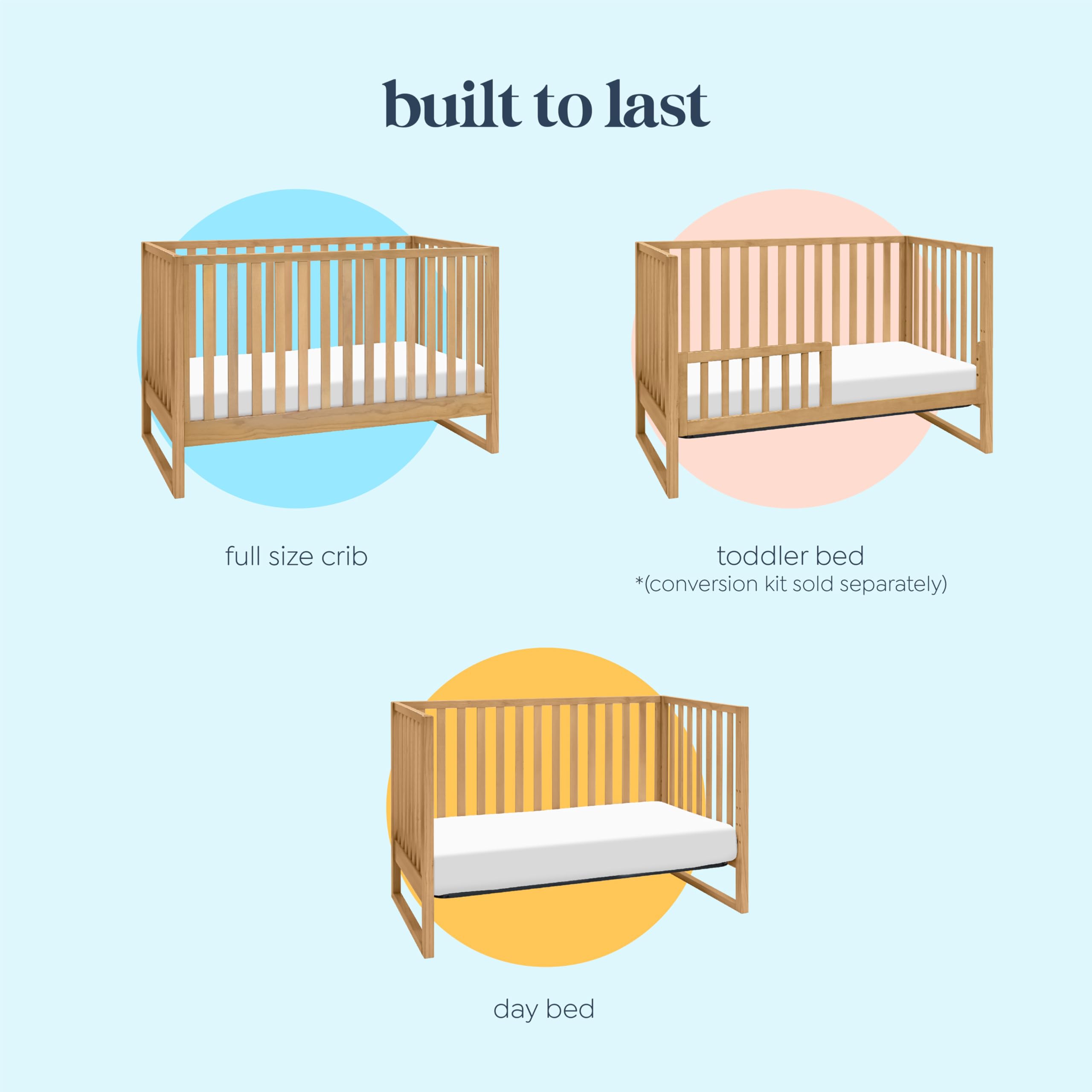3-in-1 Convertible Baby Crib with Adjustable Heights