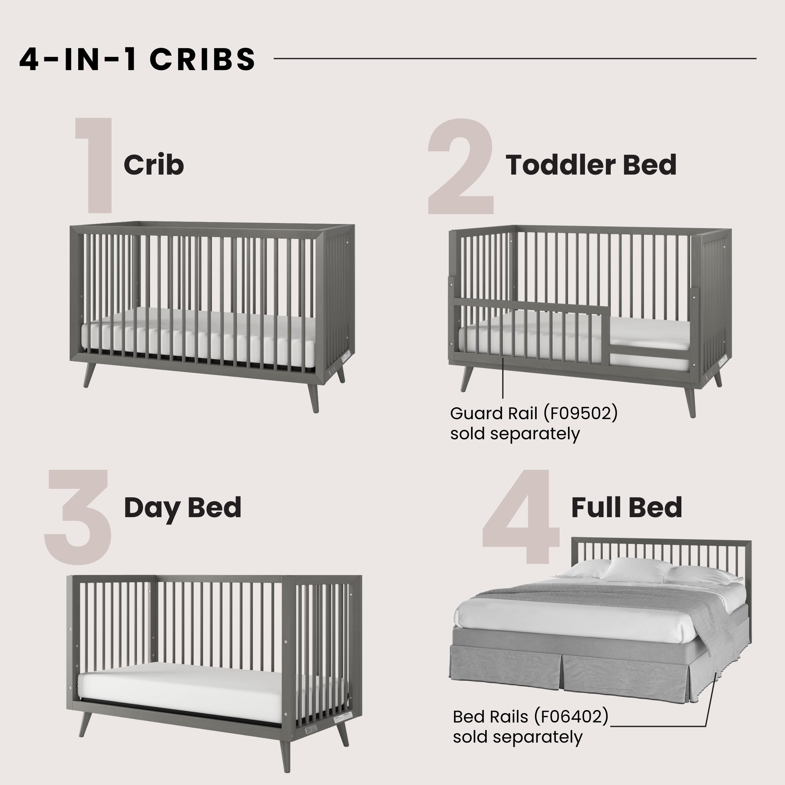 4-in-1 Convertible Crib and Double Dresser Nursery Set