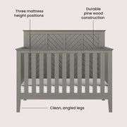 Child Craft Atwood Crib and Dresser Nursery Set, 2-Piece, Includes 4-in-1 Convertible Crib and 3-Drawer Dresser, Grows with Your Baby (Lunar Gray)