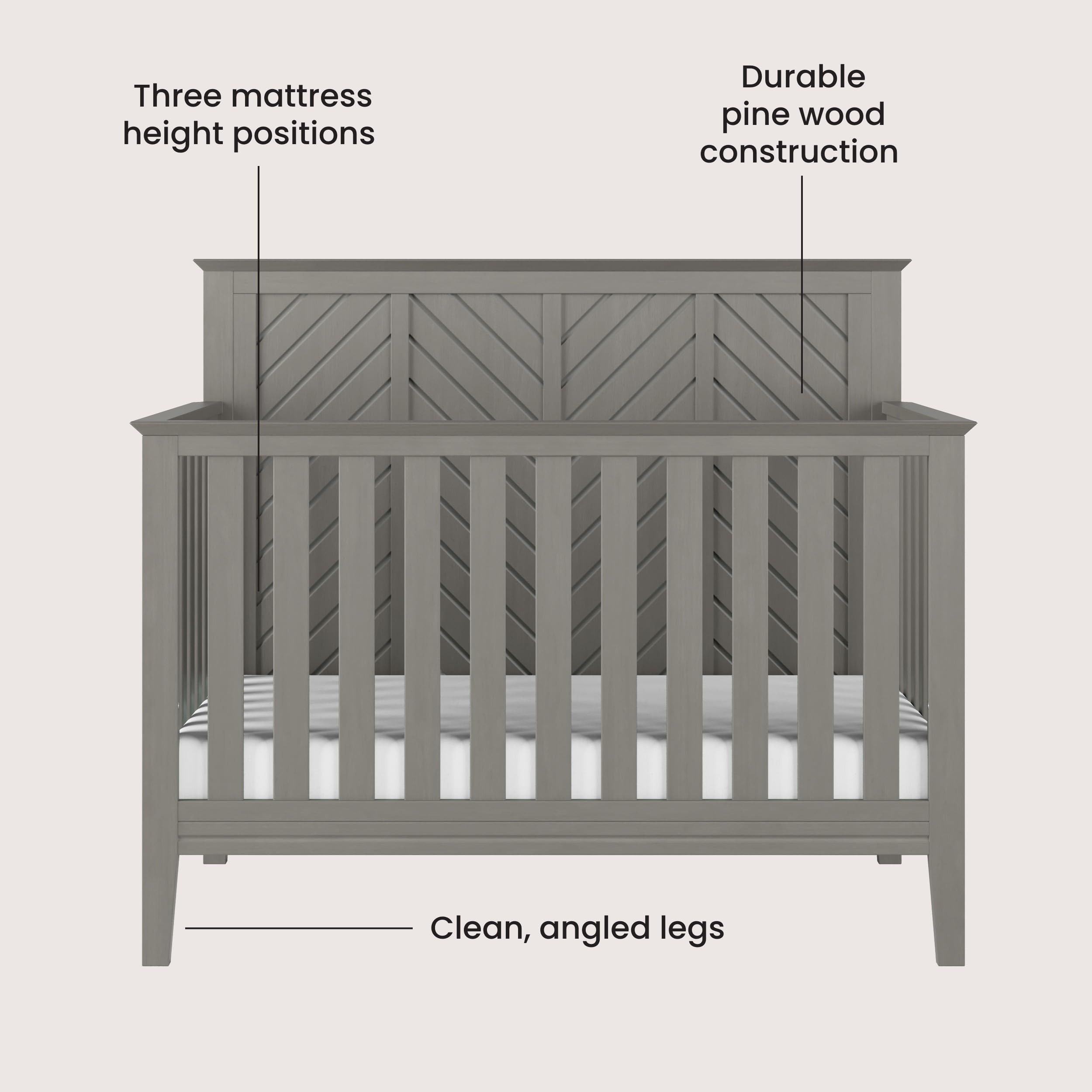 Child Craft Atwood Crib and Dresser Nursery Set, 2-Piece, Includes 4-in-1 Convertible Crib and 3-Drawer Dresser, Grows with Your Baby (Lunar Gray)