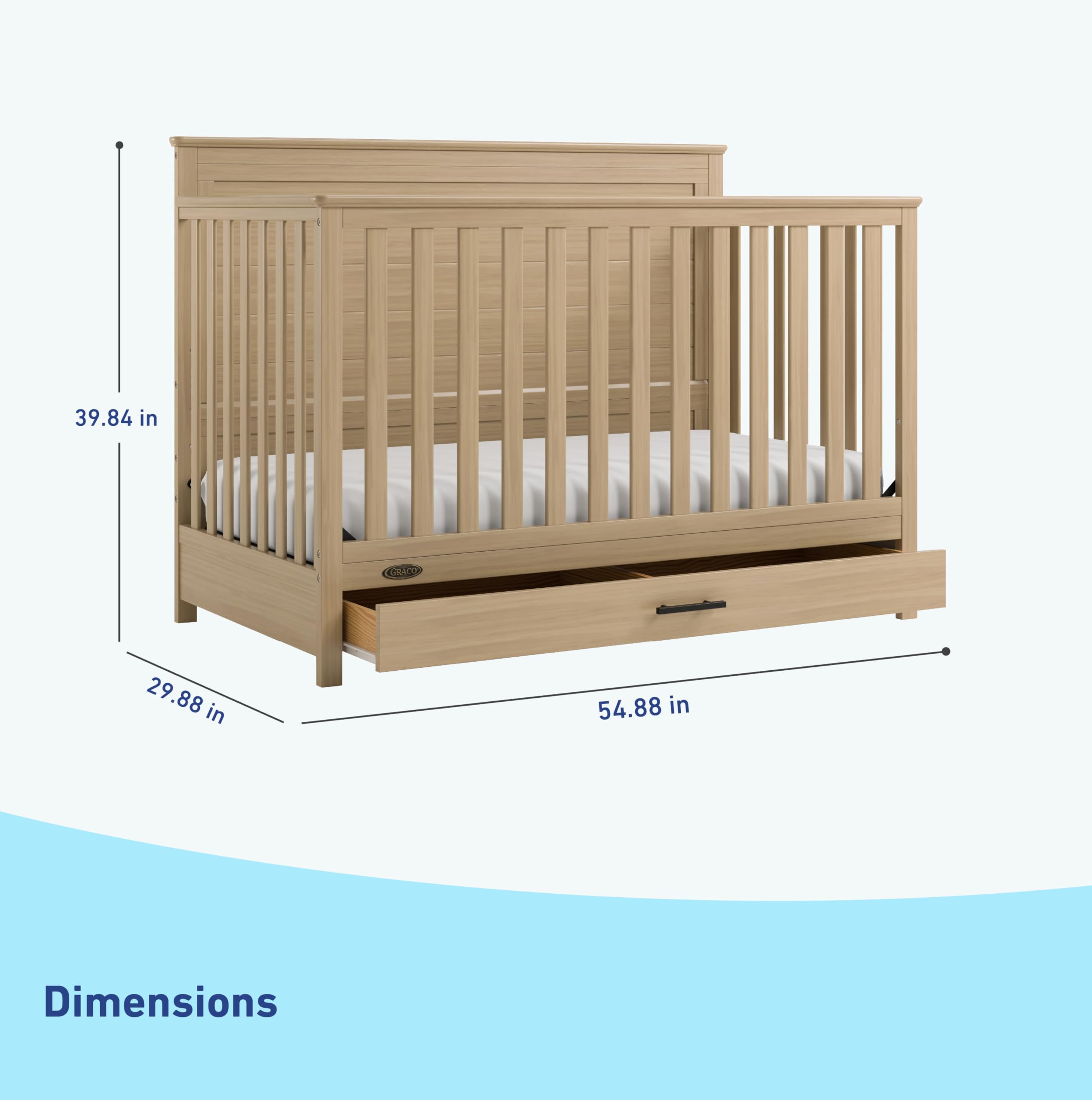 5-in-1 Convertible Crib with Storage Drawer