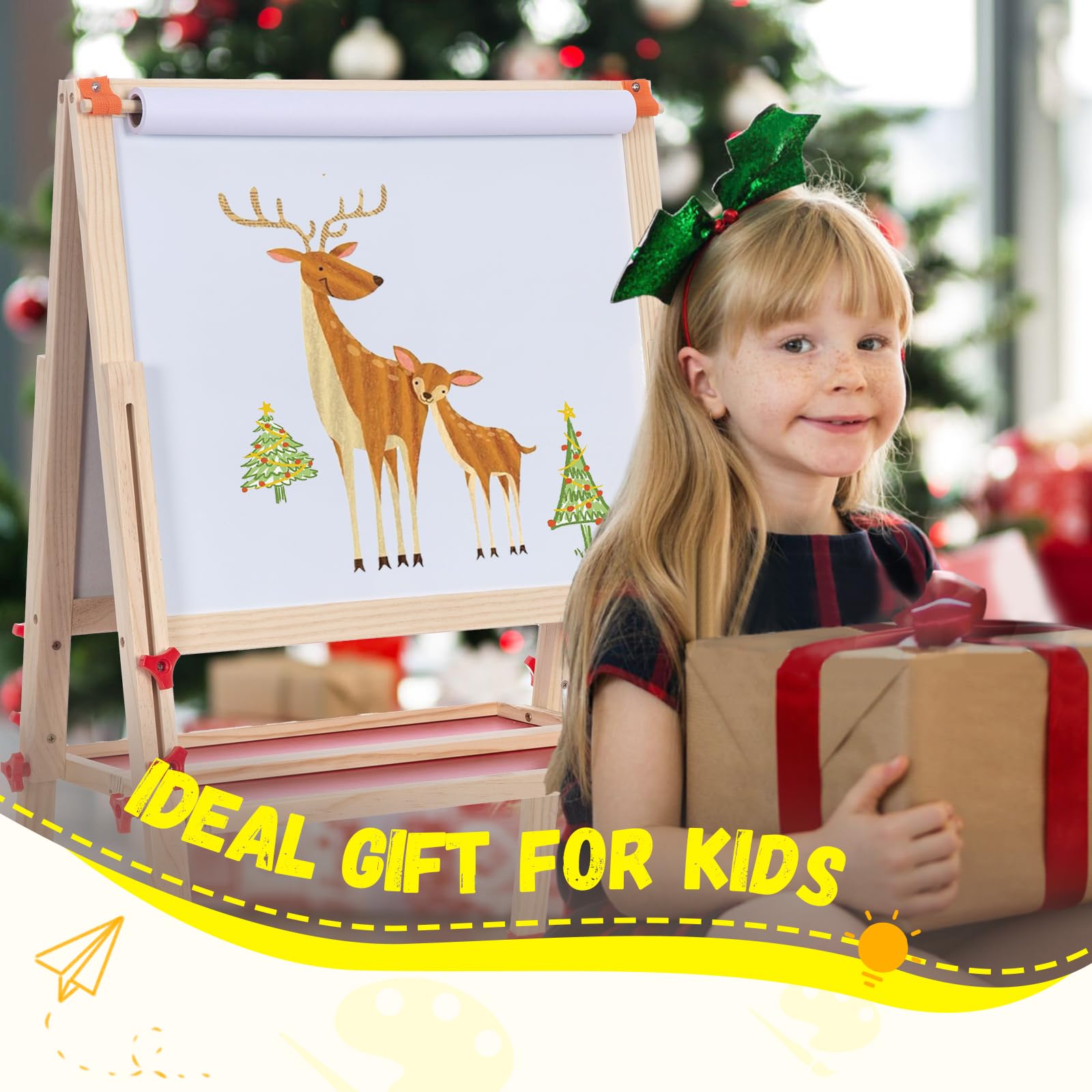 Kids Art Easel Double Sided Adjustable Wooden