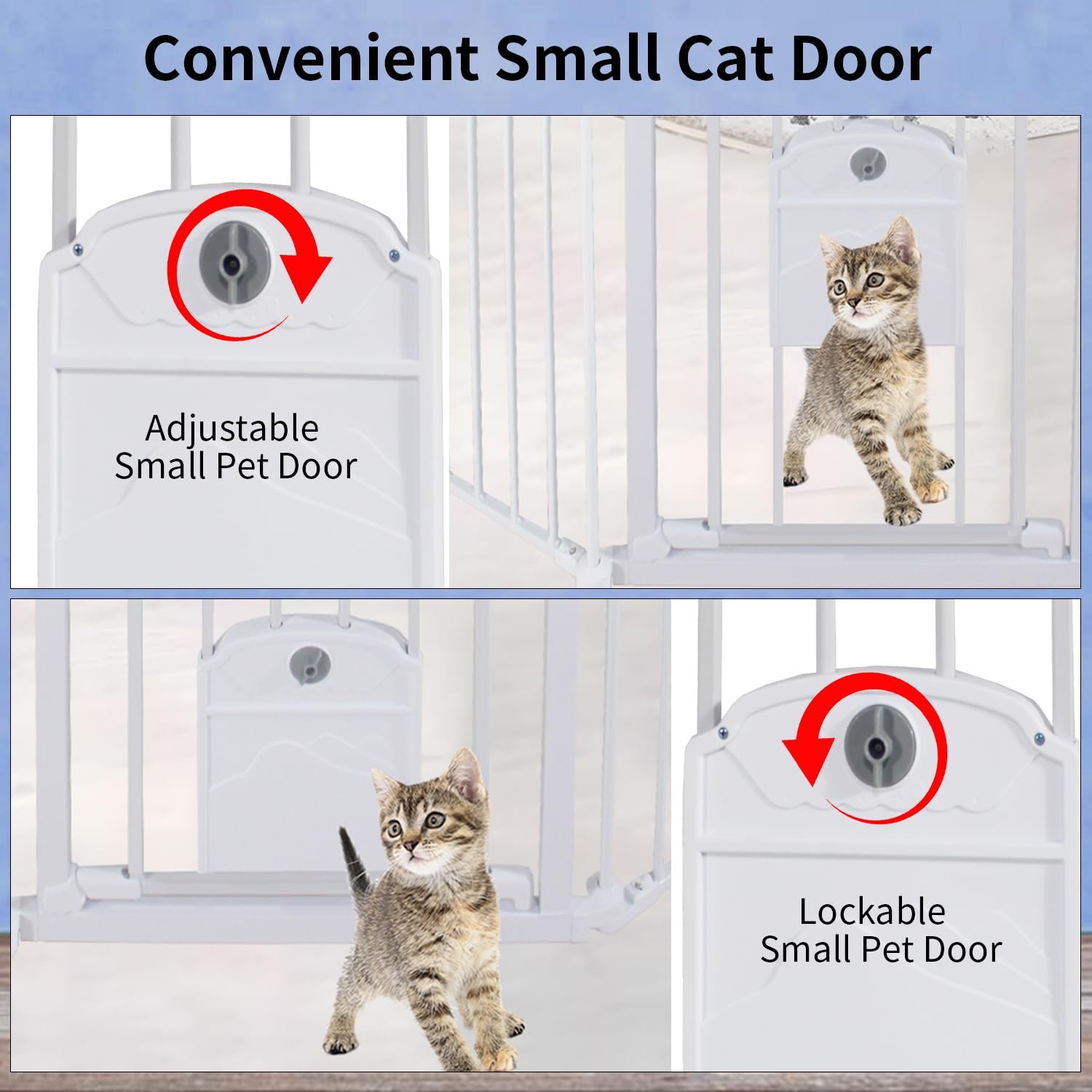 Extra Wide Baby Gate with Cat Door Auto Close