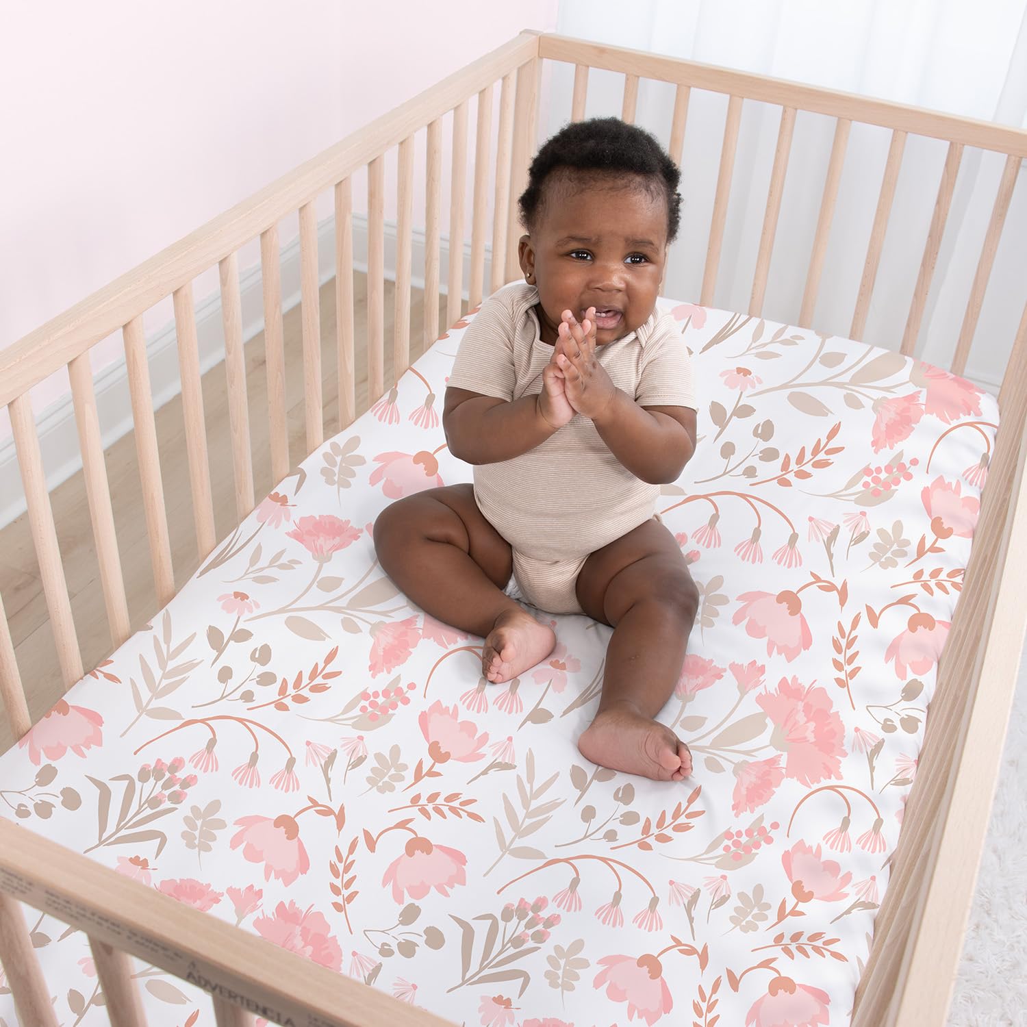 4-Pack Fitted Crib Sheets - Whimsical Floral Pink