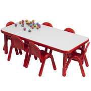Baseline Preschool 60" x 30" Rectangular Table & Chair Set - Solid Red