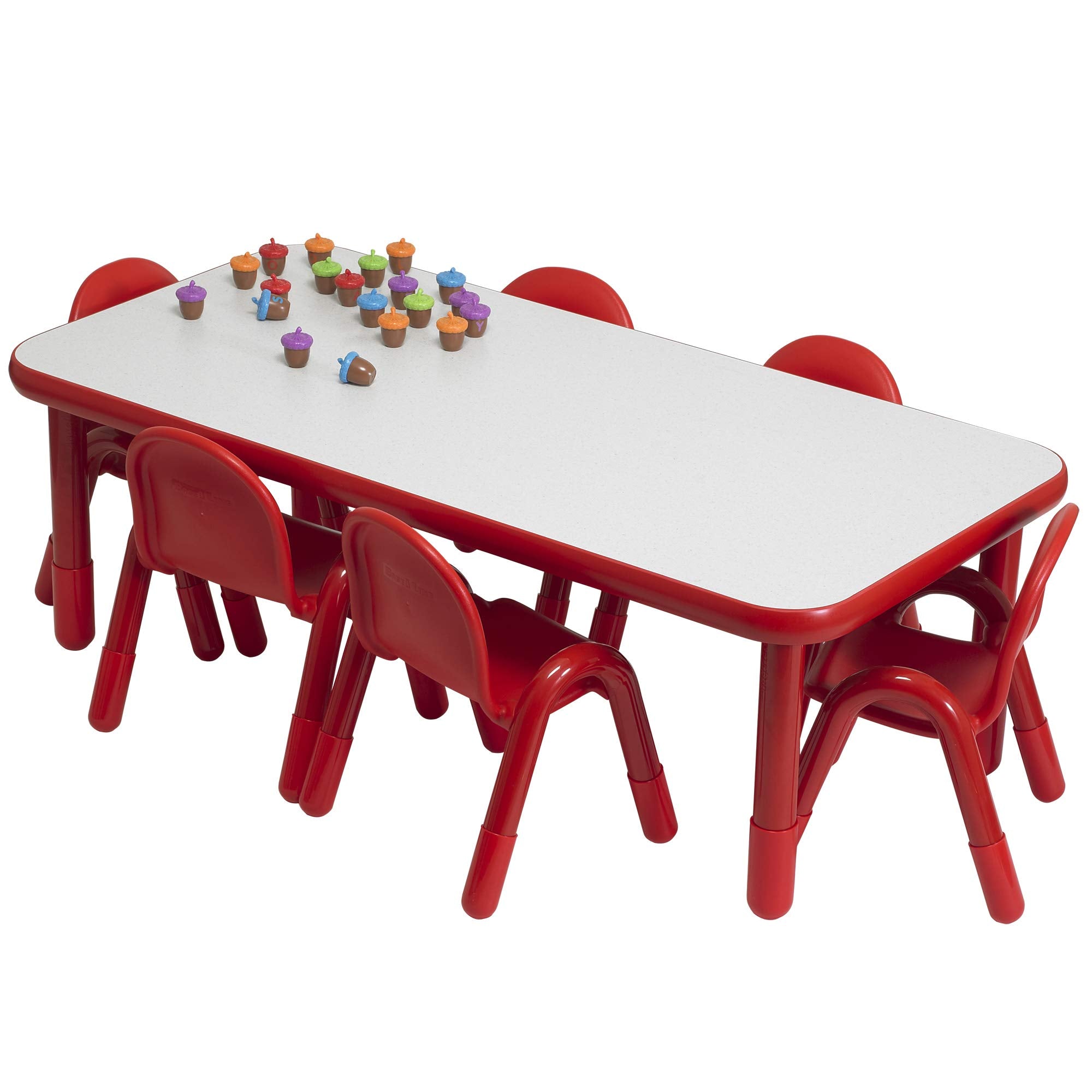 Baseline Preschool 60" x 30" Rectangular Table & Chair Set - Solid Red