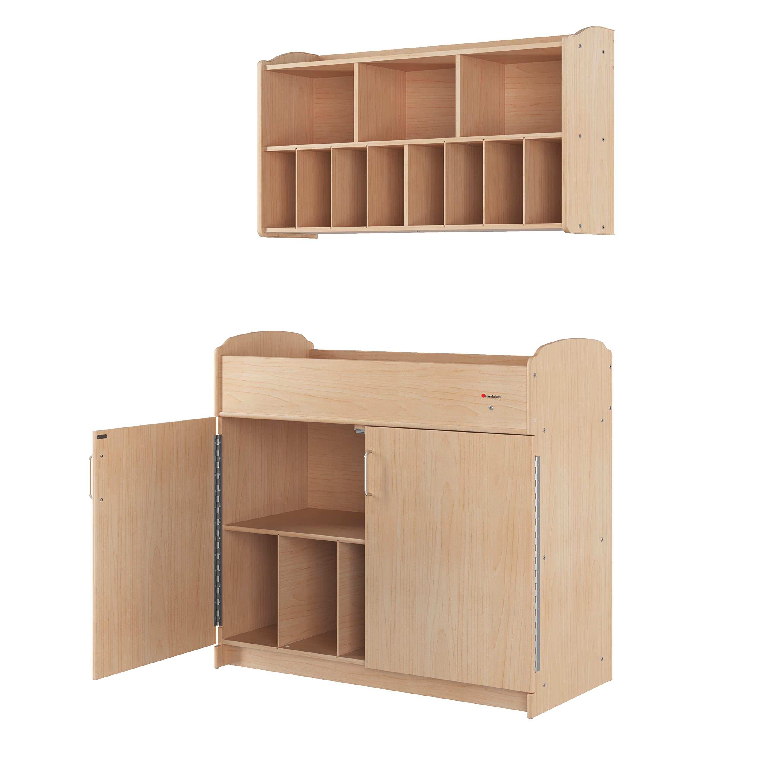 Wooden Diaper Organizer with 11 Storage Compartments for Daycare