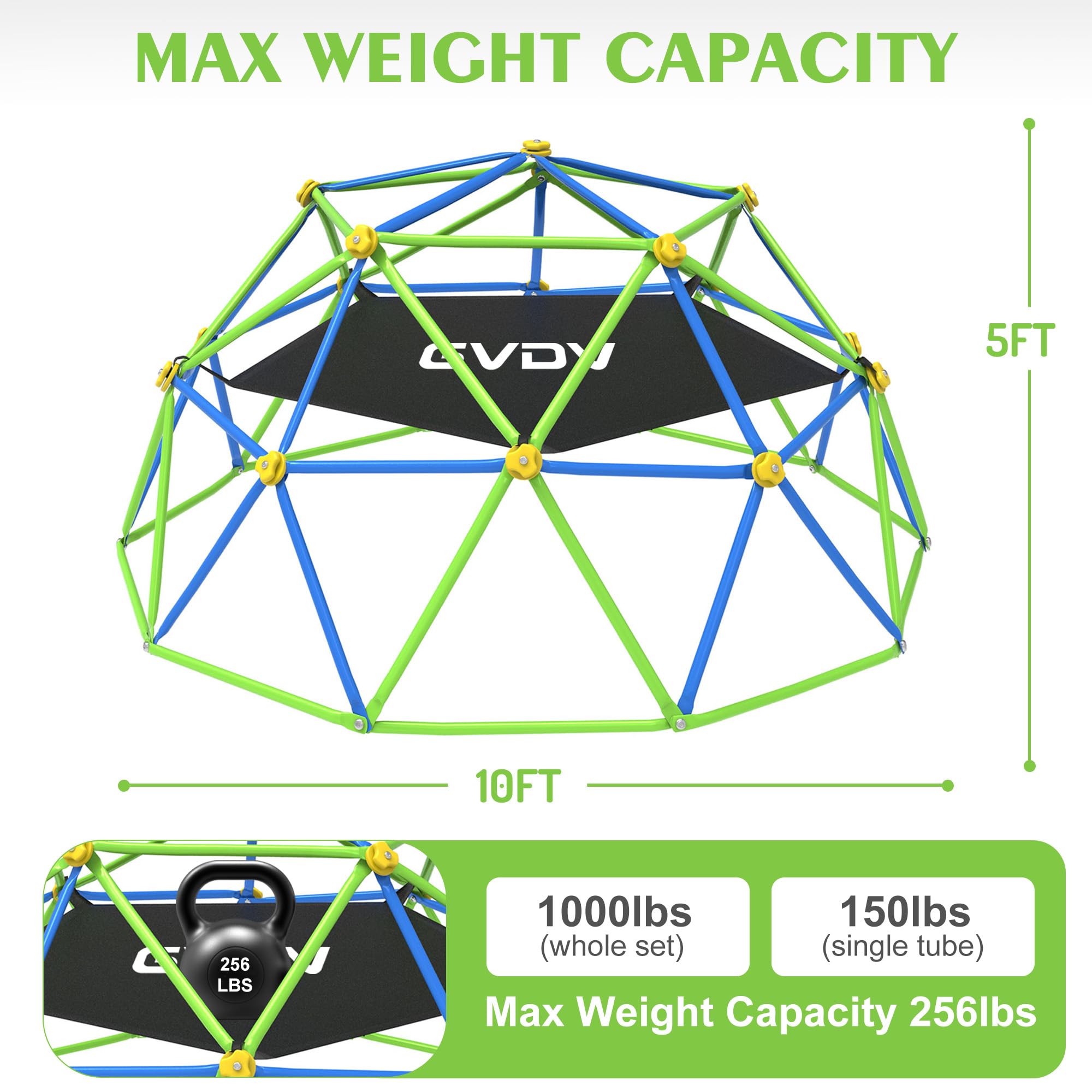 10FT Climbing Dome with Hammock for Kids