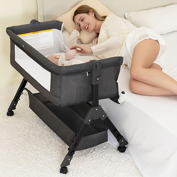 Bassinet Bedside Sleeper, Bedside Crib for Baby, Adjustable Baby