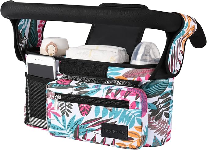 Universal Stroller Organizer with Insulated Cup Holder Detachable Phone Bag