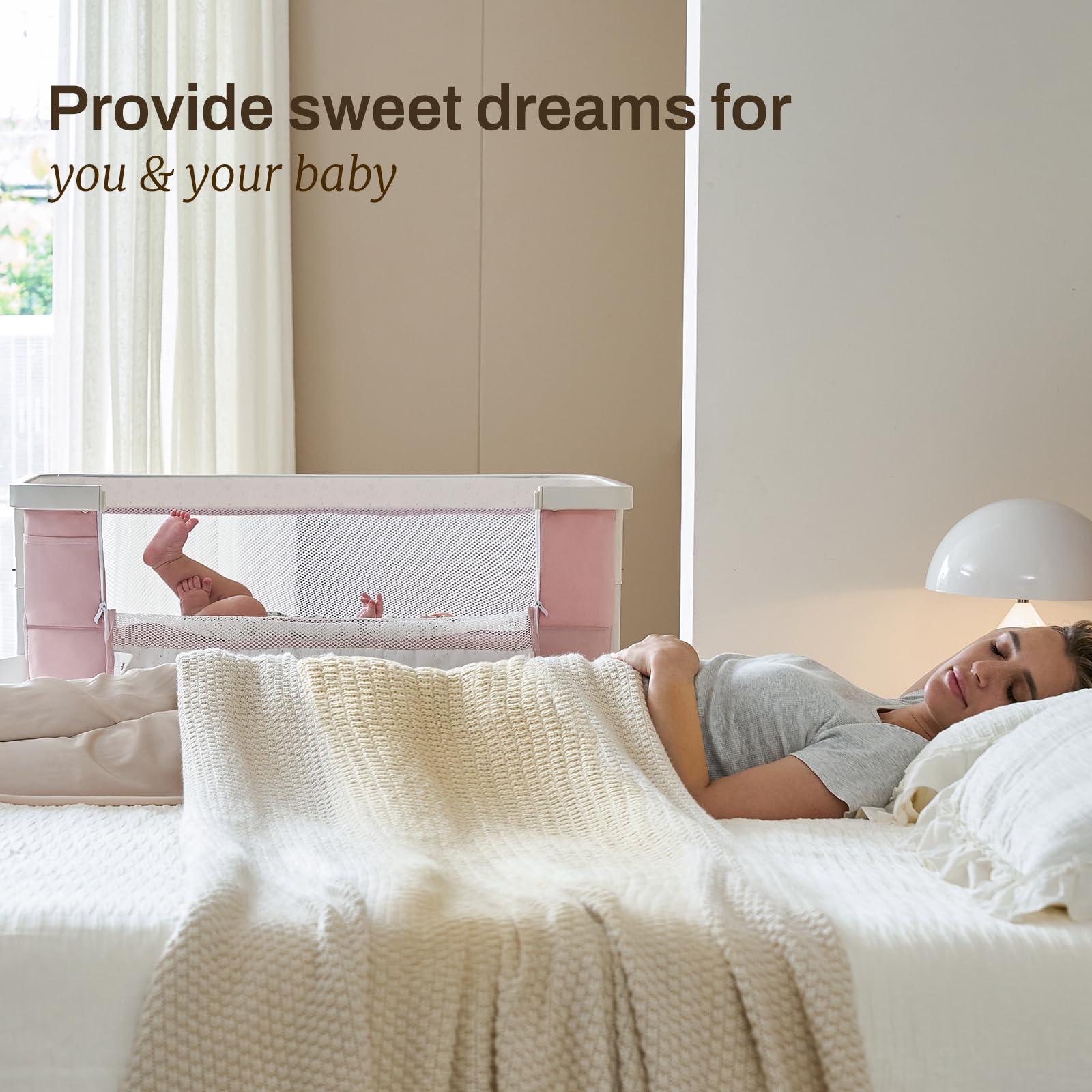 Electric Bassinet Baby Cradle 3-in-1 Bedside Sleeper with Rocking Motion