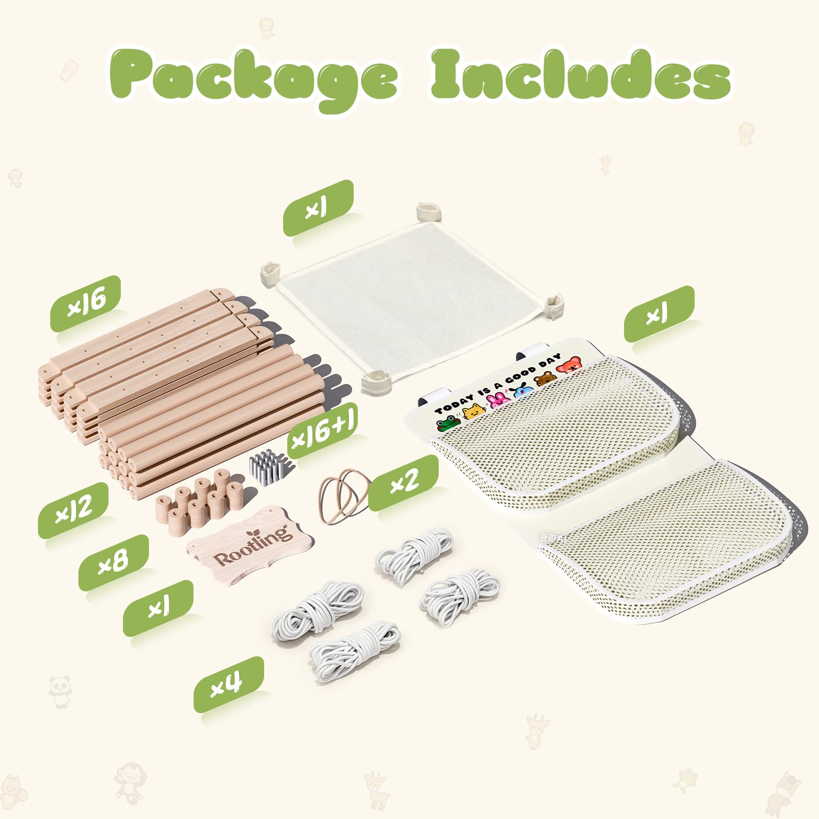 Wooden Stuffed Animal Storage Organizer with Building Block Bag