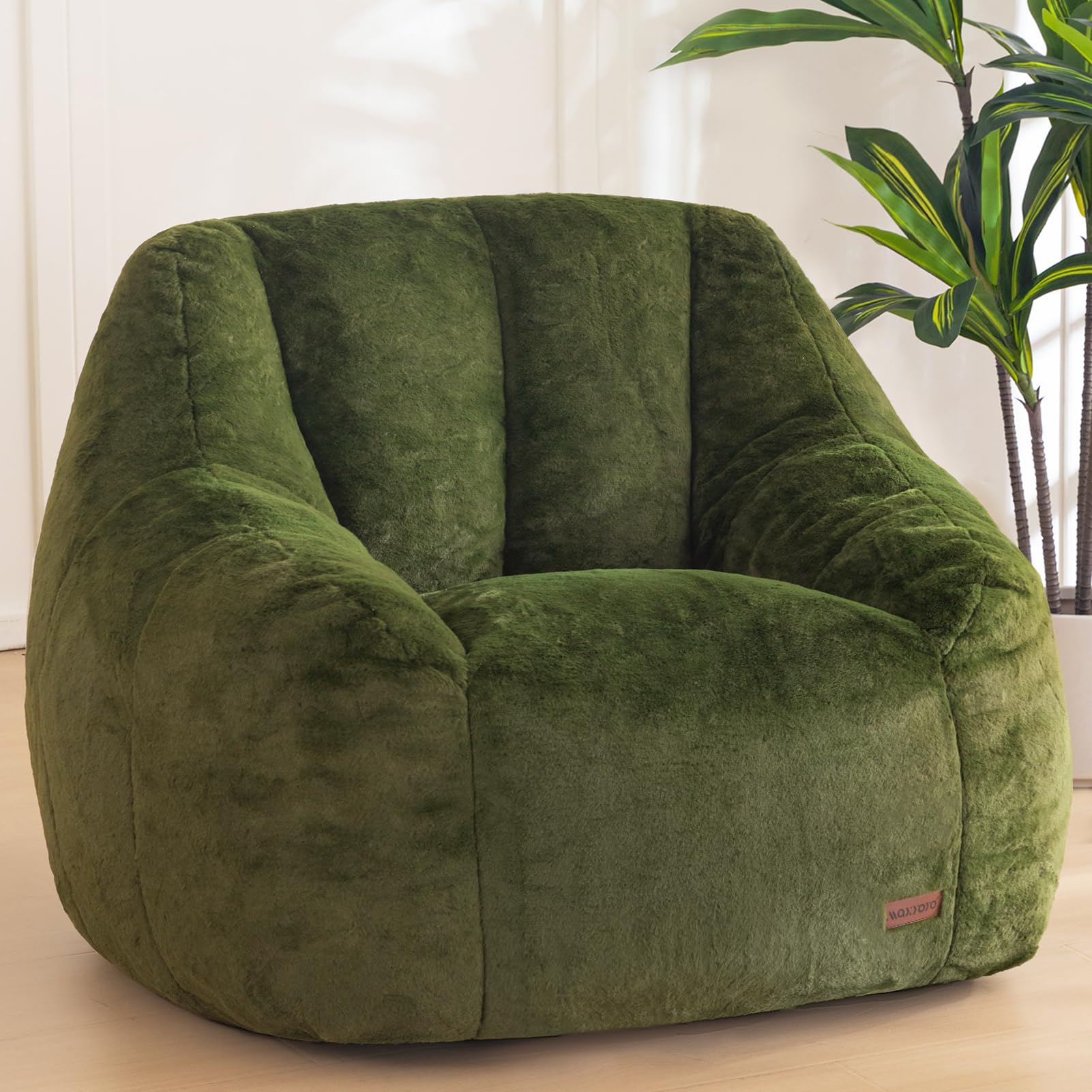 Faux Fur Bean Bag Chair with Back Support
