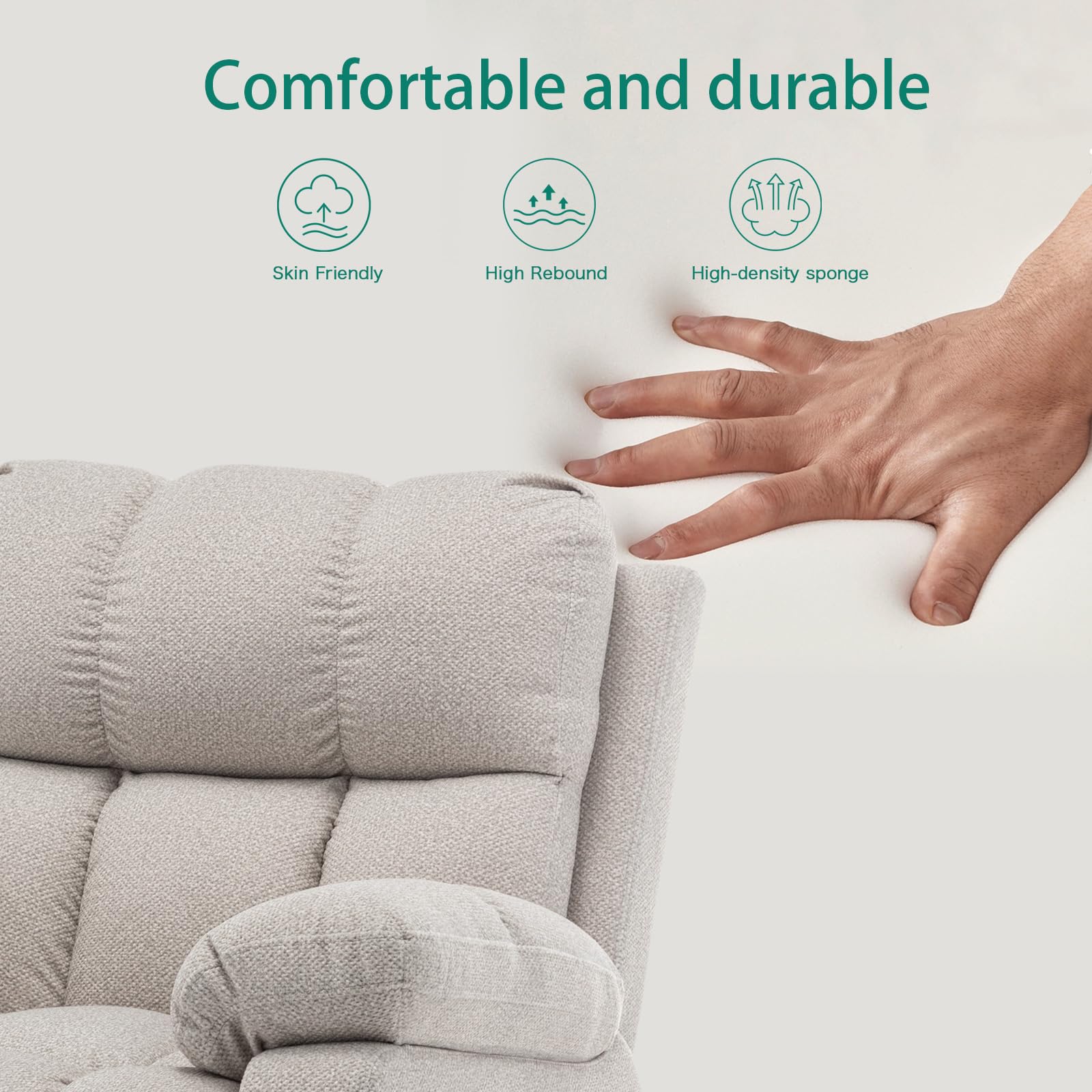 EcoSummer Upholstered Nursery Rocking Chair，Indoor Comfortable Glider Chair，Pocket High Back Teddy Boucle Rocker Chair with Side， for Baby Nursery,Living Room,Bedroom，Office