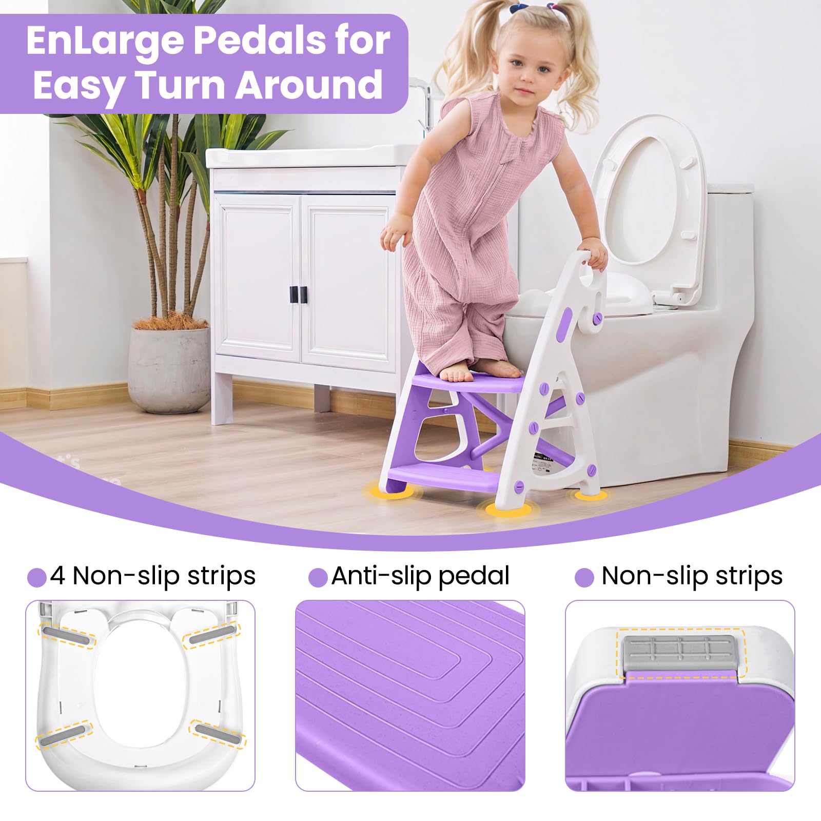 Primlect Potty Training Seat, 2-in-1 Toddler Toilet Seat with Step Stool, Ultra-Stable Potty Chair Attachment, Adjustable Seat and Step Ladder, Non-Slip Design, Splash Guard for Boys and Girls(Blue)