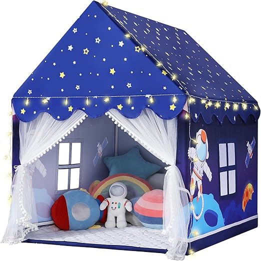Space Kids Tent Indoor: with Mat, Star Lights - Kids Play Tent Space Toys
