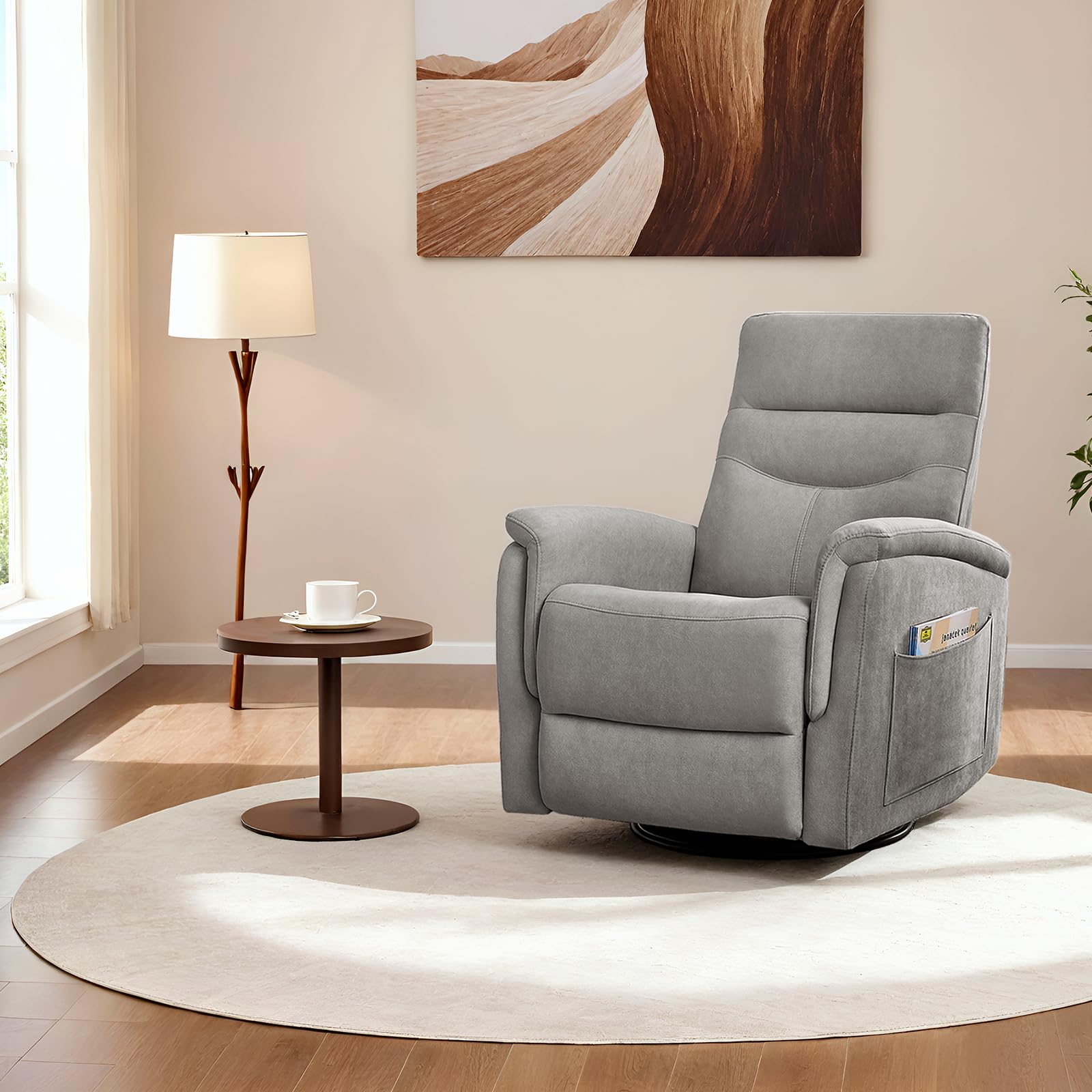 360° Swivel Glider Rocking Chair, Velvet Deep Seat Nursery Glider