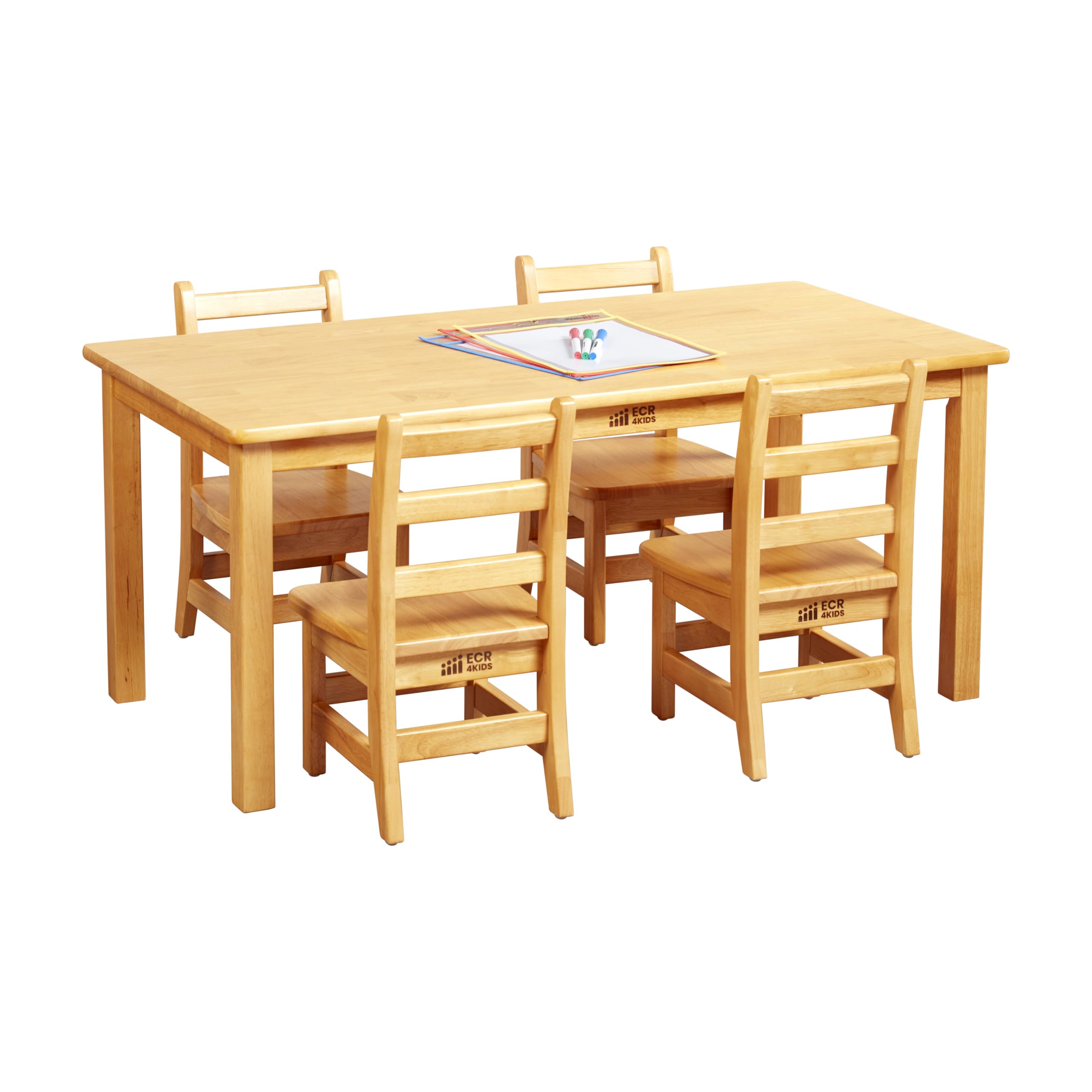 24in x 48in Rectangular Hardwood Table with 20in Legs and Four