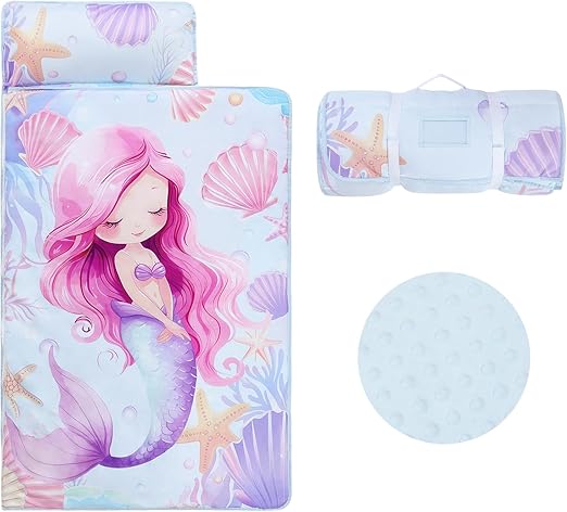 Mat Portable Slumber Bags with Removable Pillow and Blanket for Girls
