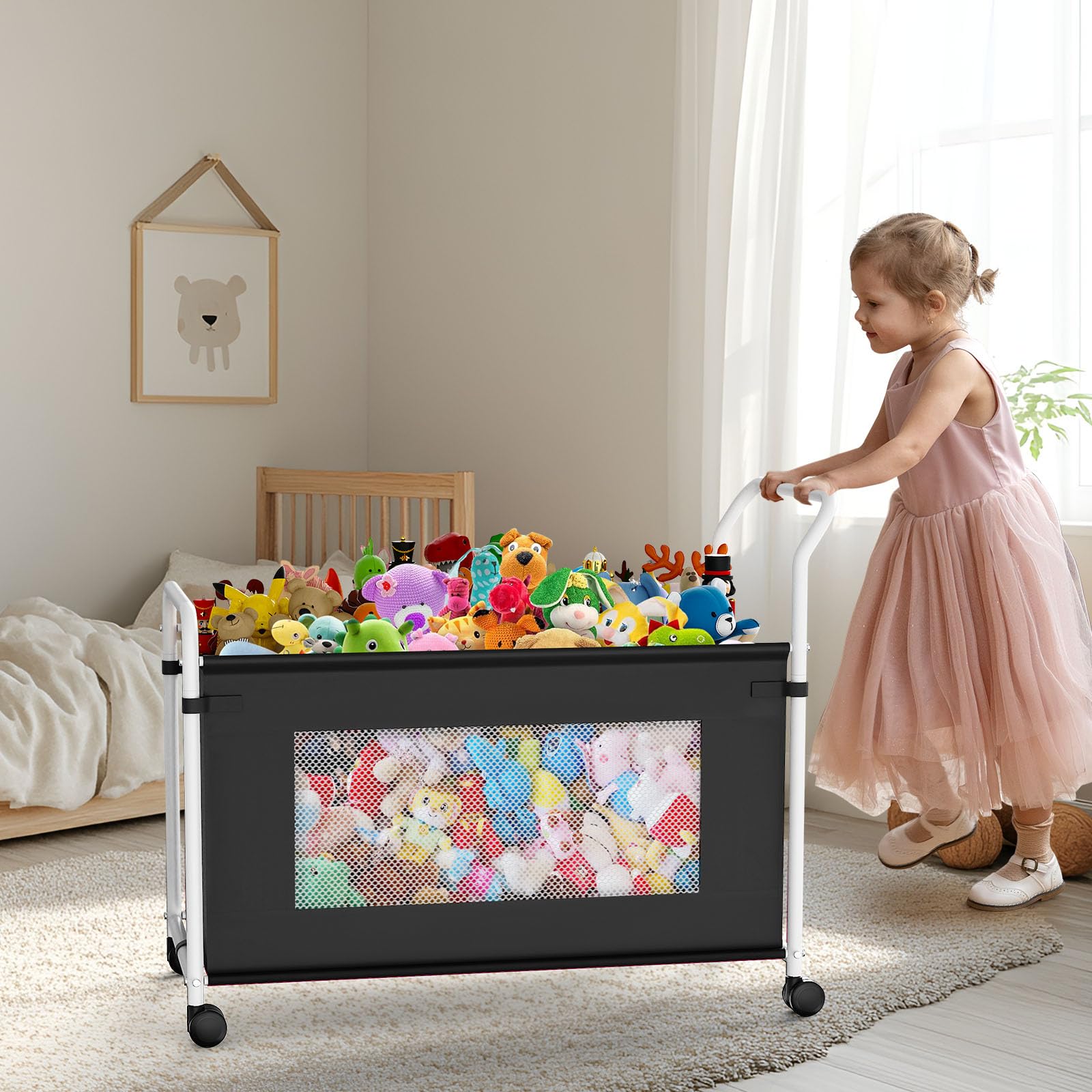 Extra Large Toy Box with 360° Rotating Wheels