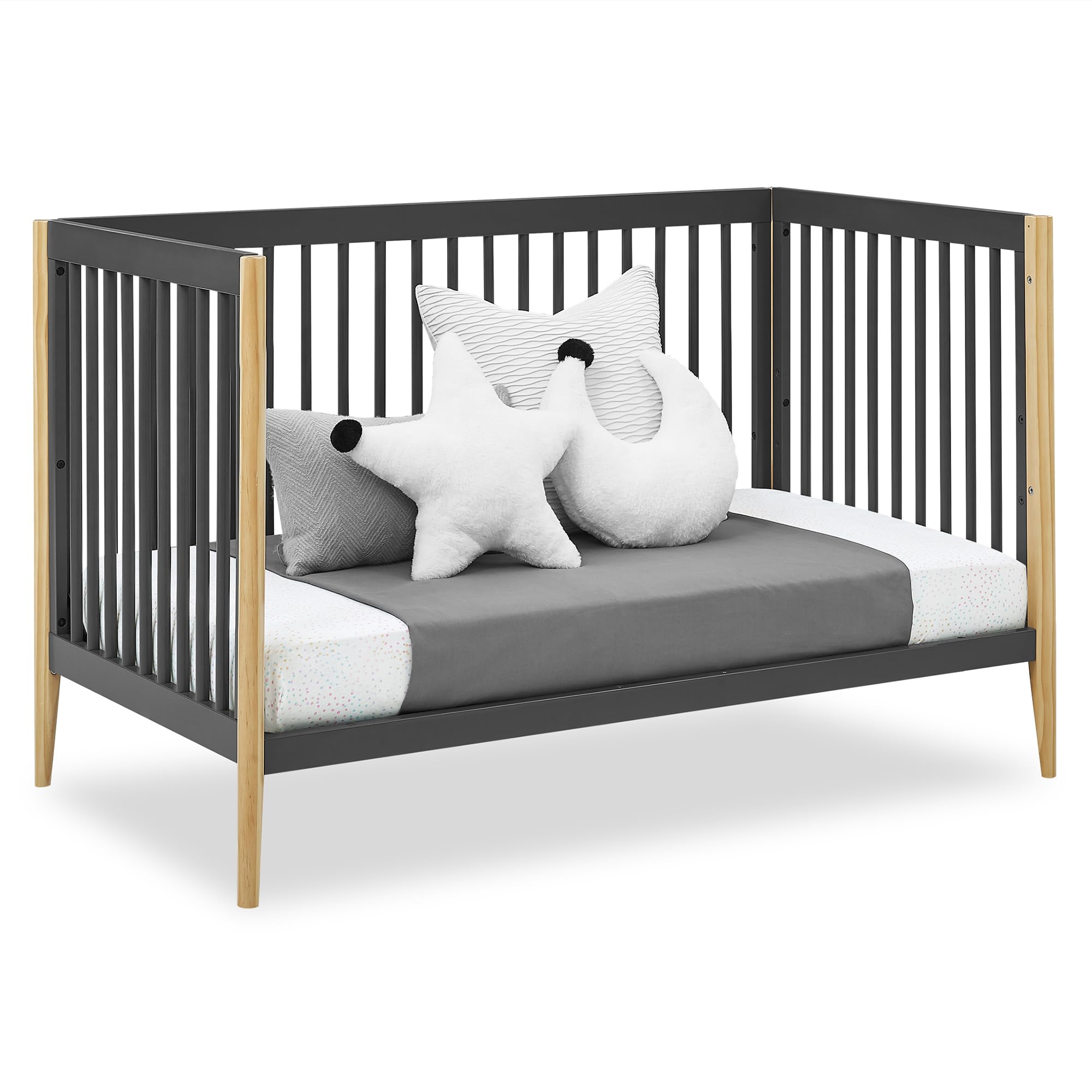 Casey 4-in-1 Convertible Crib - Greenguard Gold Certified, Charcoal/Natural