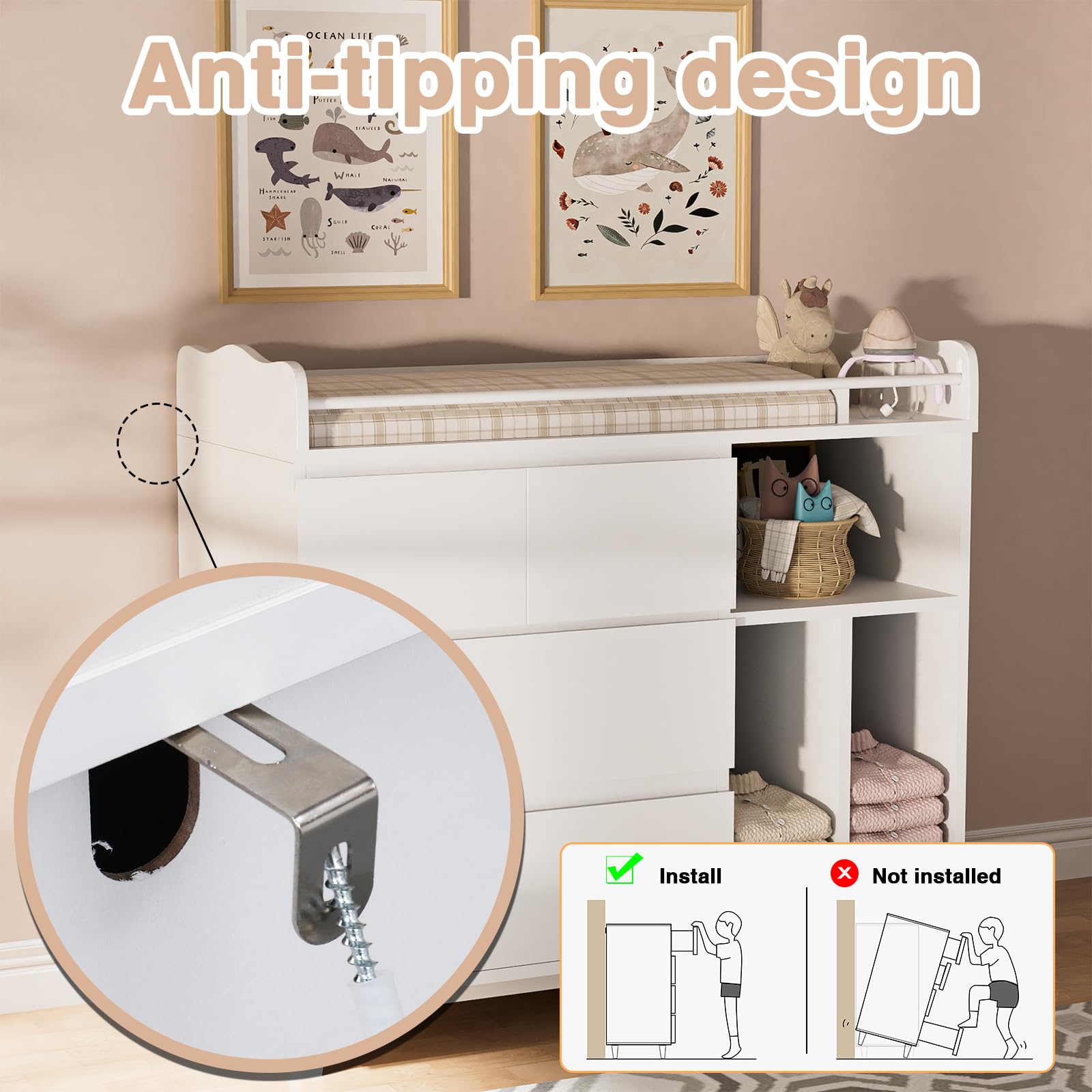 Nursery Dresser with Changing Table Top