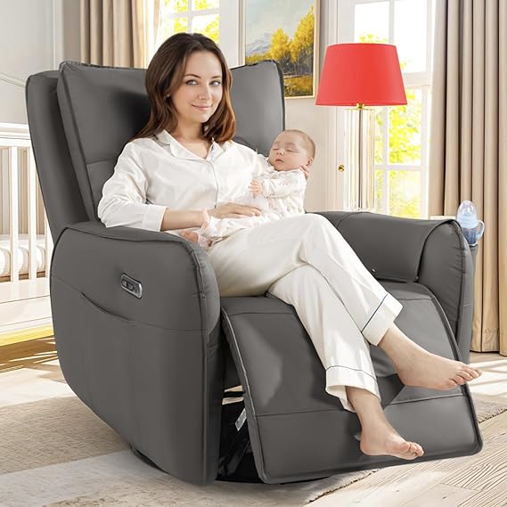 Rocking Chair Nursery Gliders, Electric Swivel Rocker Recliner Chair