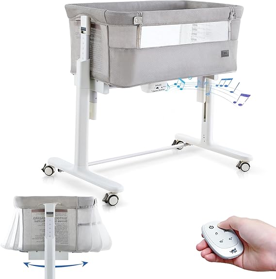 Rocking Bassinet for Baby Automatic Bedside Crib Electric Cradle 5 Heights