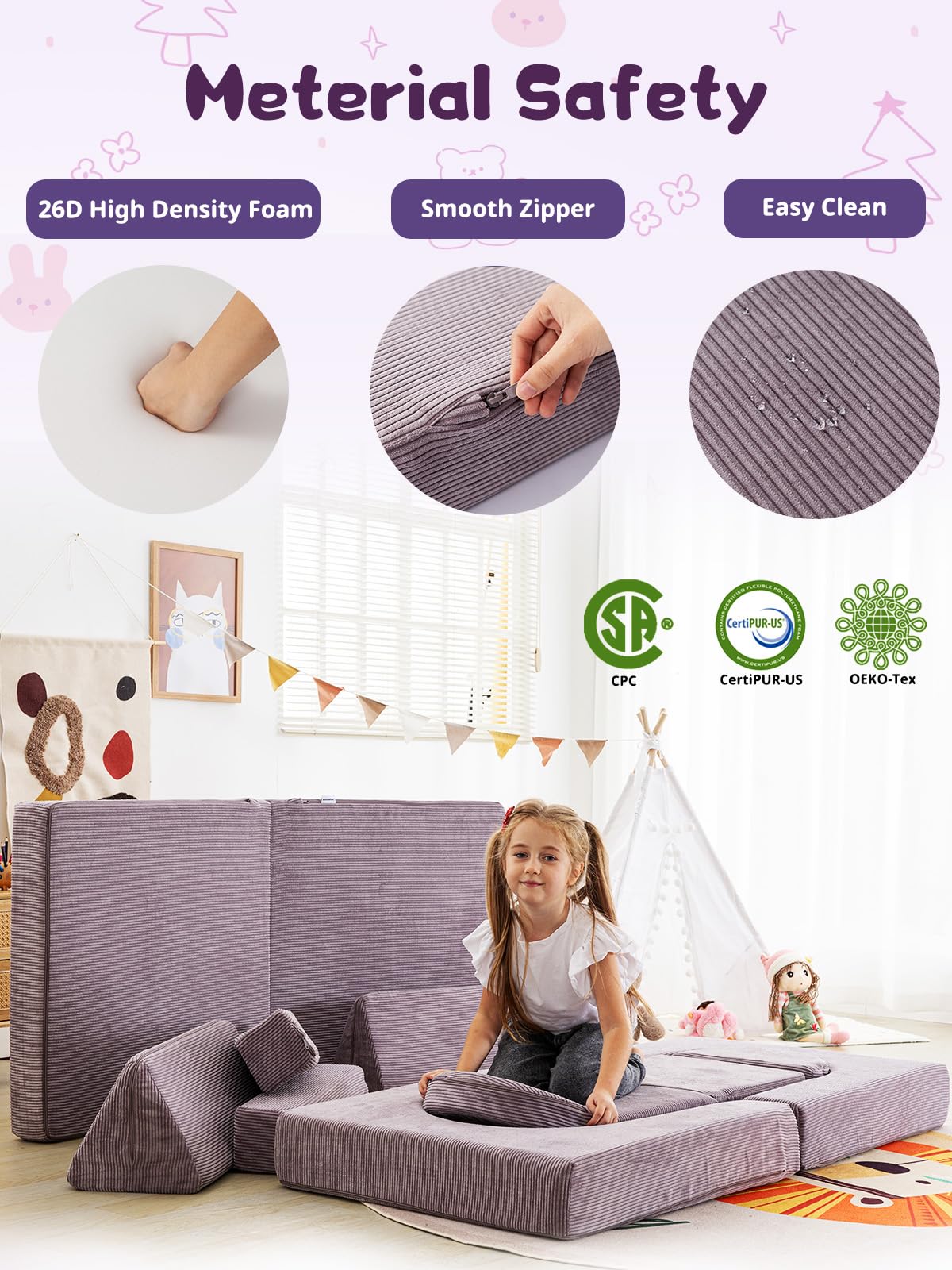14-Piece Modular Kids Play Couch