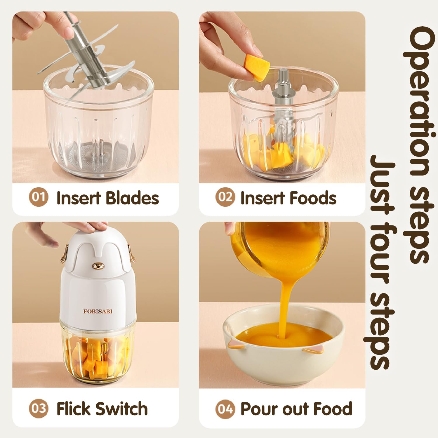 Baby Food Maker - Baby Food Processor with 2 Glass Bowls Baby Food Blender, Fruit, Vegatable, Meat, Baby Food Puree Maker Make Fresh and Nutritious Meals for Your Little One