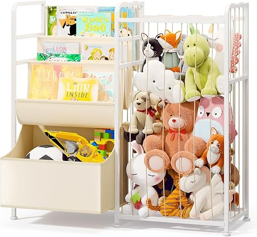 Kids Bookshelf and Stuffed Animal Storage - Multi-Function Nursery