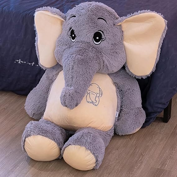 Large Soft Huggable Elephant Plush Toy, 27'' - Cute Fluffy Stuffed Elephant for Baby