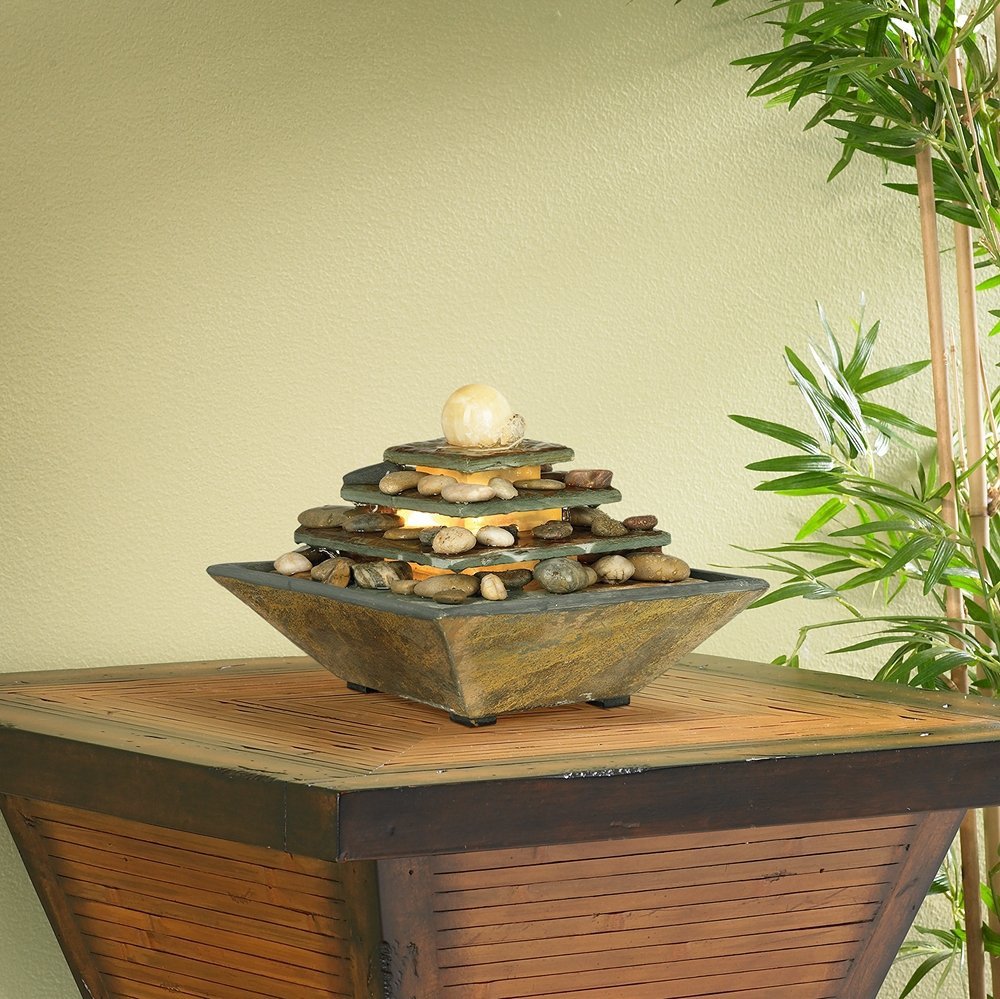 " High Small Zen Modern Indoor Decor Slate Stone Tabletop Fountain