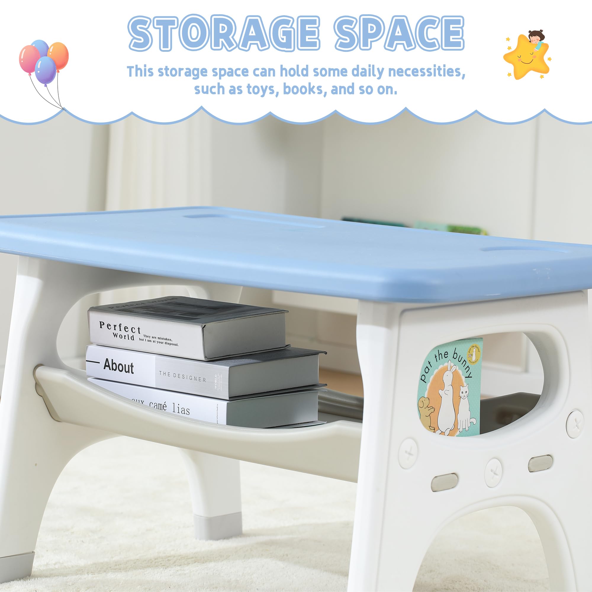 Kids Table and Chair Set with Storage